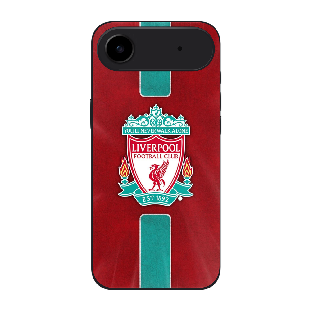 Liverpool FC Phone Case For iPhone Samsung Galaxy Pixel - Liverpool FC Minimalist Teal Stripe On Red Textured Background