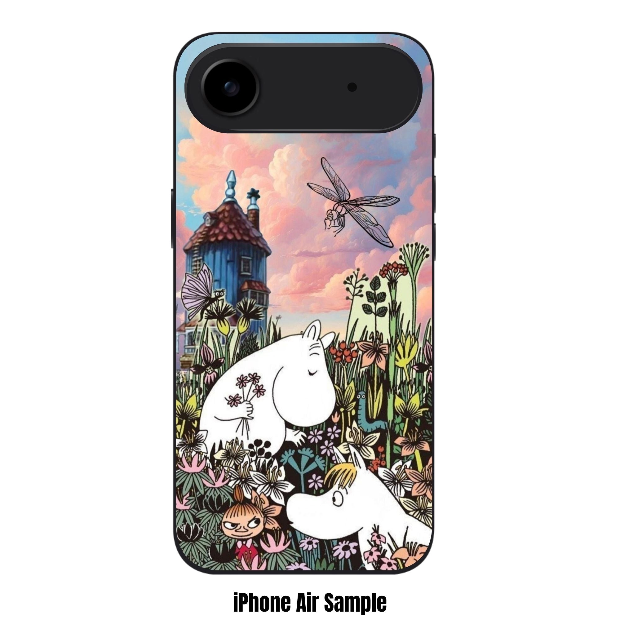 Moomins Phone Case For iPhone Samsung Galaxy Pixel - Moomin Characters In The Flower Garden Under Twilight Sky