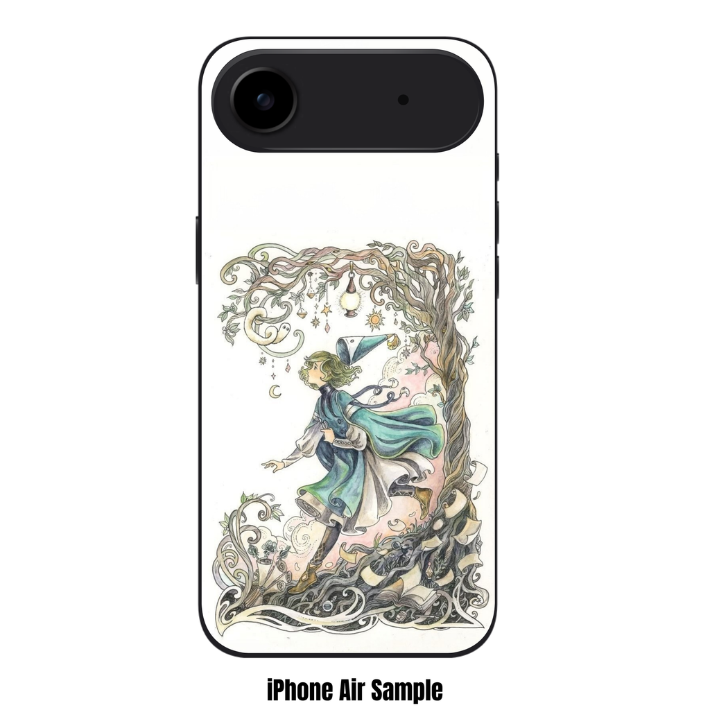 Witch Hat Atelier Coco Phone Case For iPhone Samsung Galaxy Pixel - Coco Leaping Beneath Swirling Tree Branches On White Background