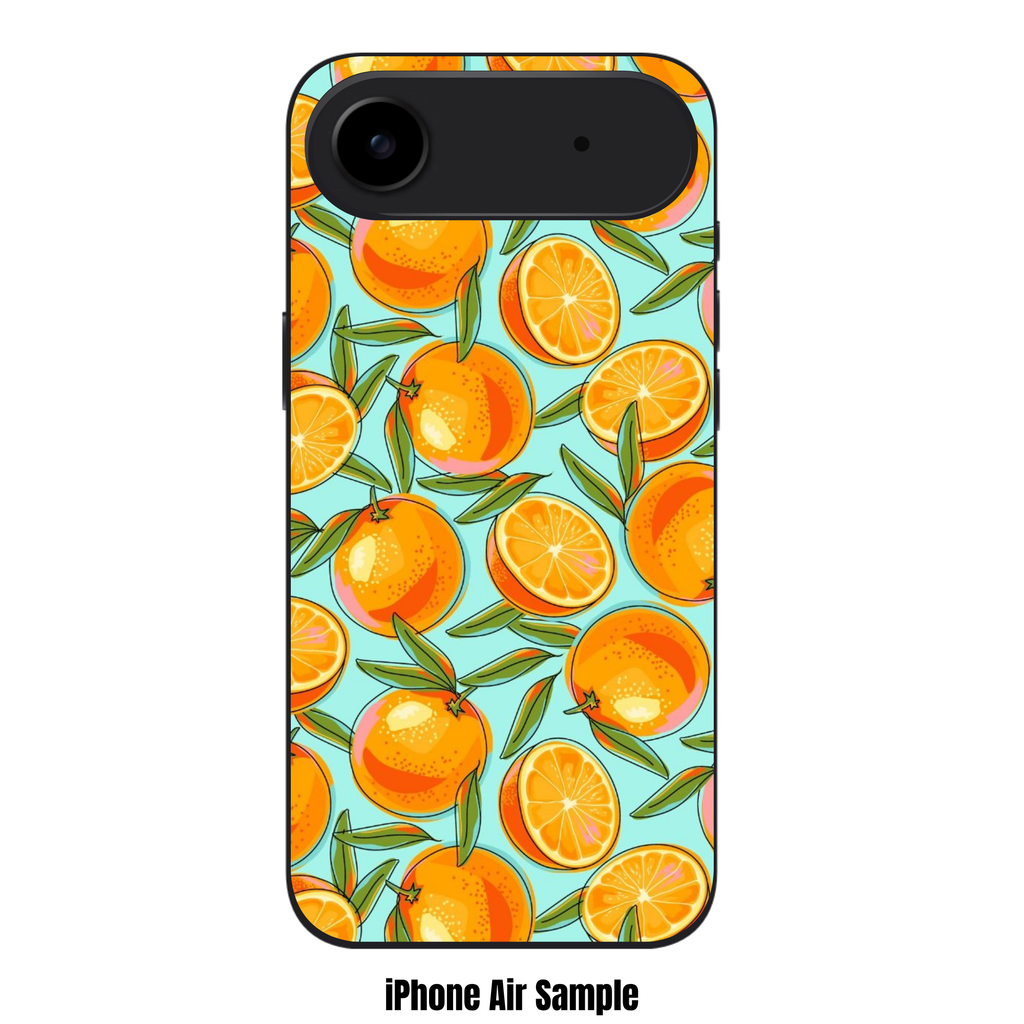 Orange Pattern Phone Case For iPhone Samsung Galaxy Pixel - Graphic Orange Pattern In Light Blue Background