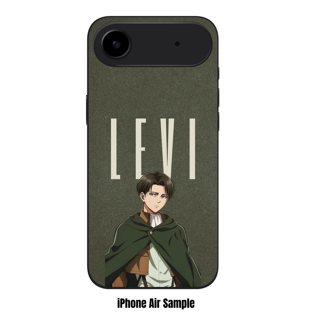 Attack on Titan Levi Phone Case For iPhone Samsung Galaxy Pixel - Levi Ackerman In Front Of Levi Text On Dark Green Background