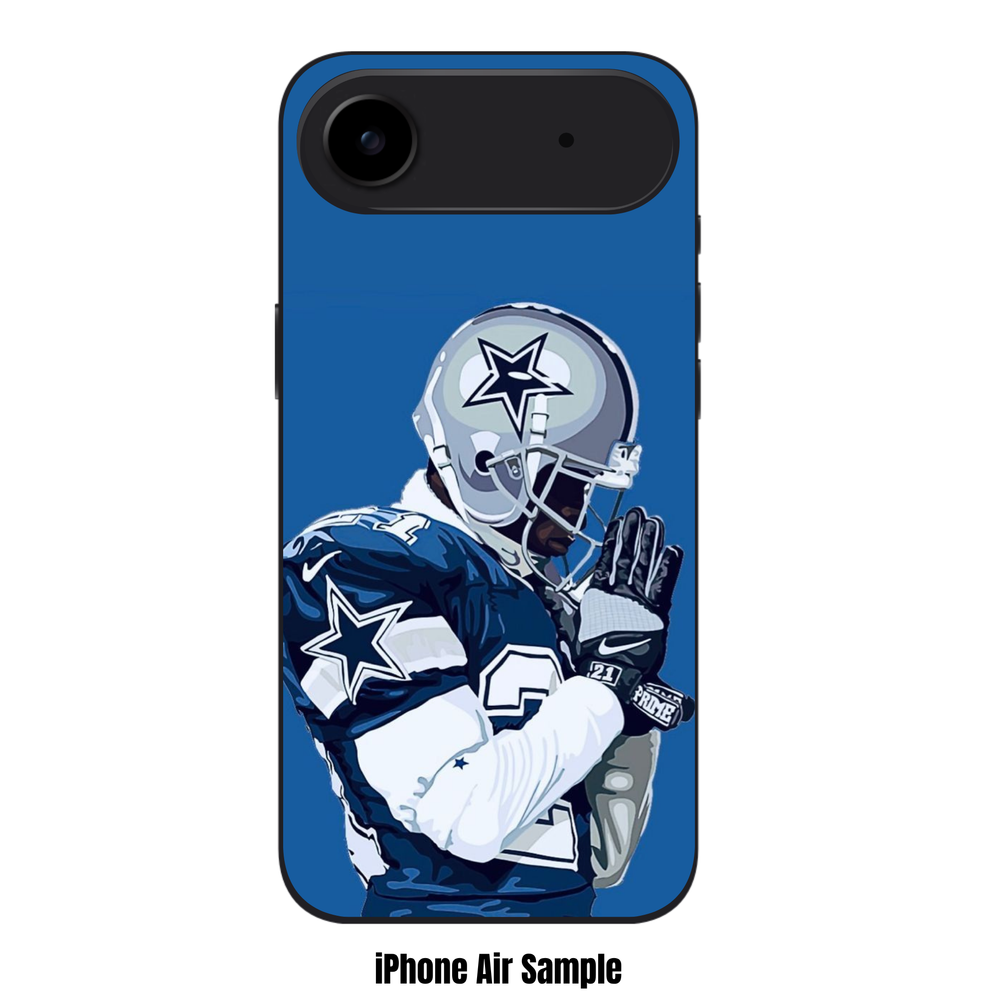 NFL Dallas Cowboys Phone Case For iPhone Samsung Galaxy Pixel - Dallas Cowboys Deion Sanders Pray With Prime Portrait On Blue Background