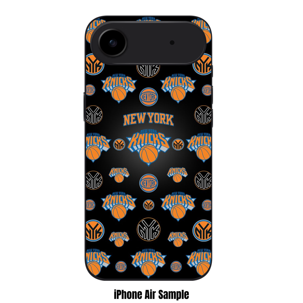 NBA New York Knicks Phone Case For iPhone Samsung Galaxy Pixel - New York Knicks Logo Pattern On Black Background