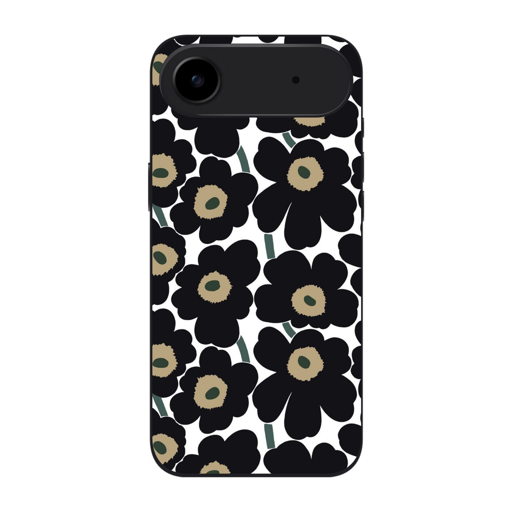 Marimekko Phone Case For iPhone Samsung Galaxy Pixel - Marimekko Unikko Black And Light Brown Pattern