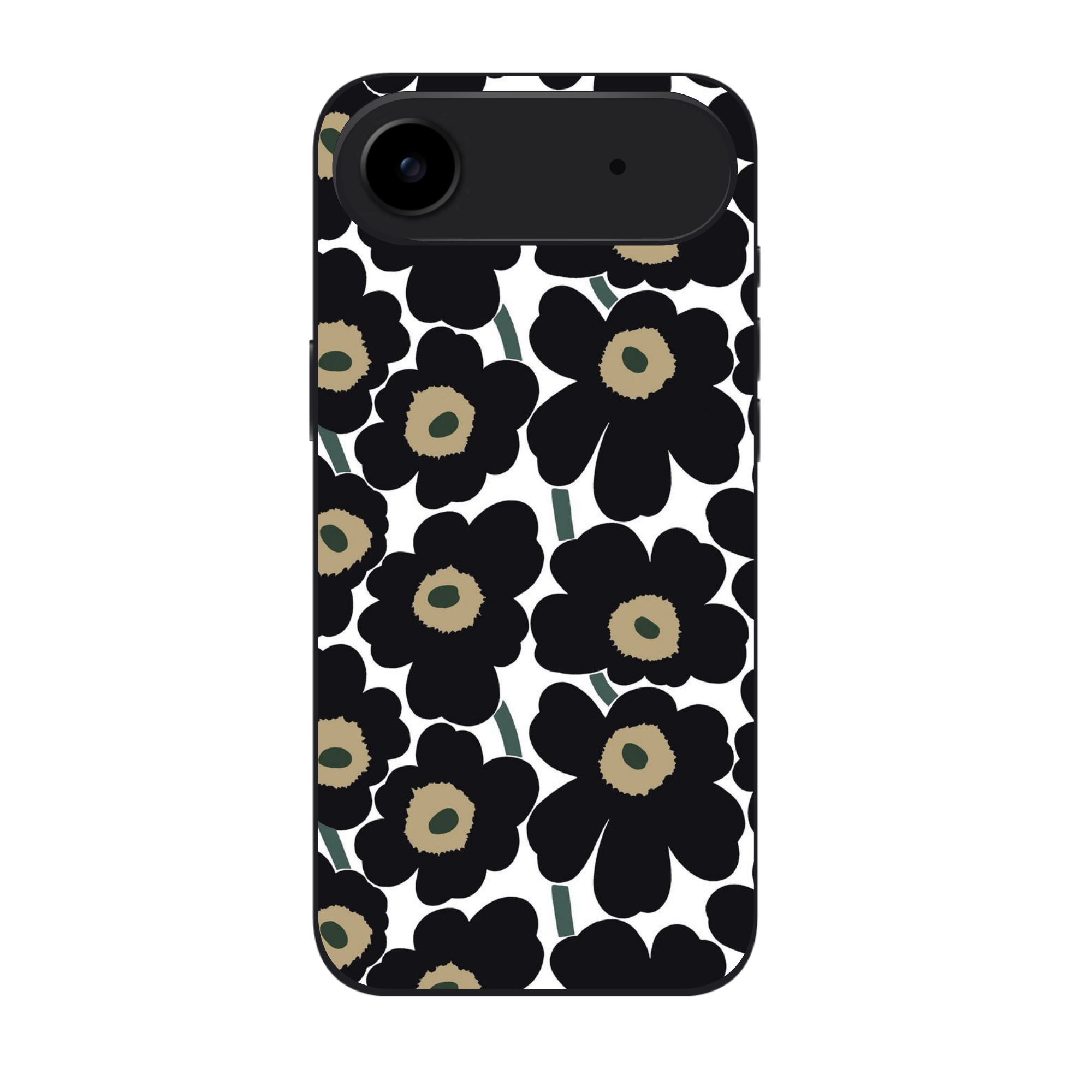 Marimekko Phone Case For iPhone Samsung Galaxy Pixel - Marimekko Unikko Black And Light Brown Pattern