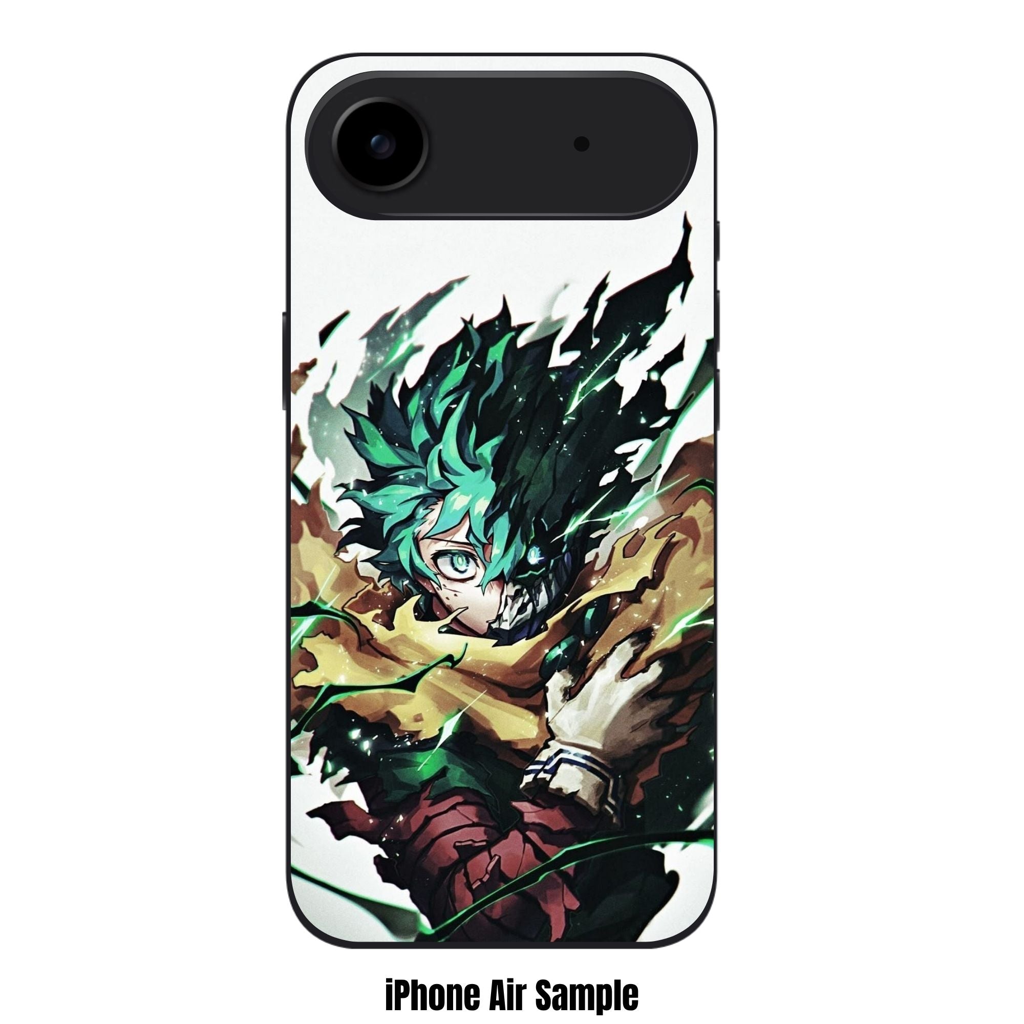 My Hero Academia Midoriya Phone Case For iPhone Samsung Galaxy Pixel - Vigilante Deku With Green Energy Flares On Off White Background