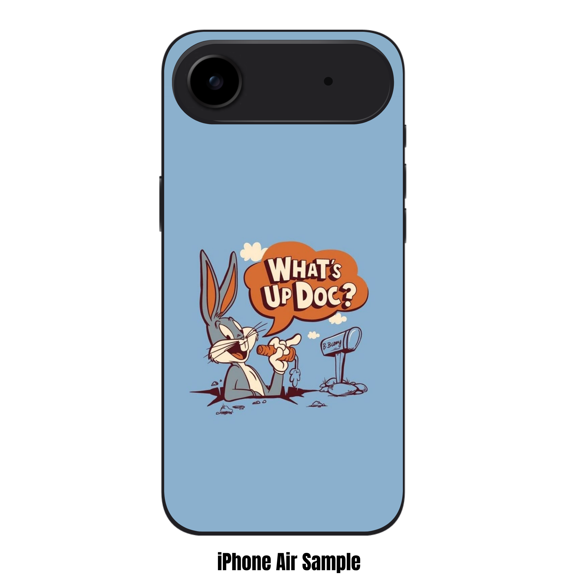 Looney Tunes Bugs Bunny Phone Case For iPhone Samsung Galaxy Pixel - Bugs Bunny Peeking From Hole With Mailbox On Light Blue Background