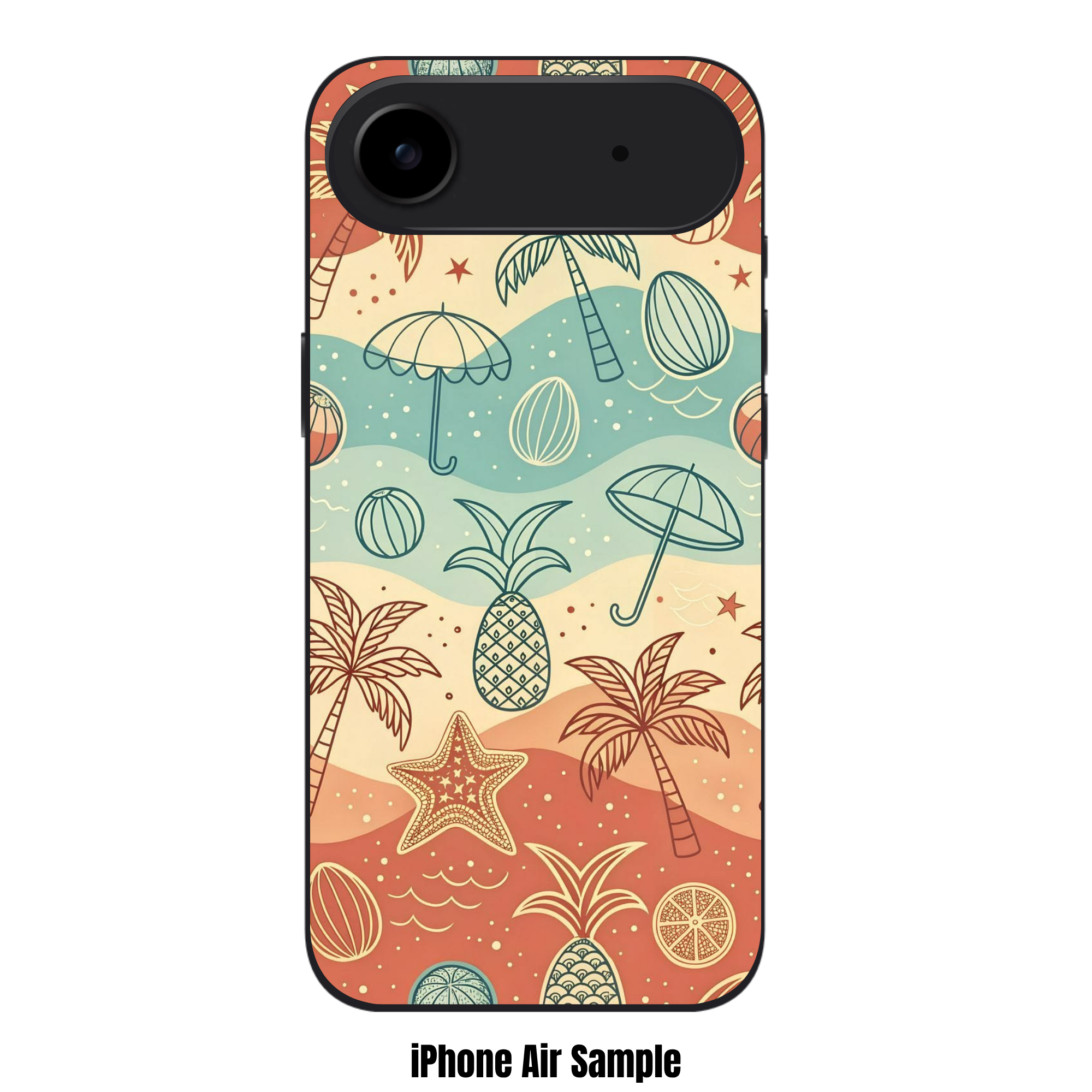 Art Print Phone Case For iPhone Samsung Galaxy Pixel - Retro Summer Beach Doodle Pattern