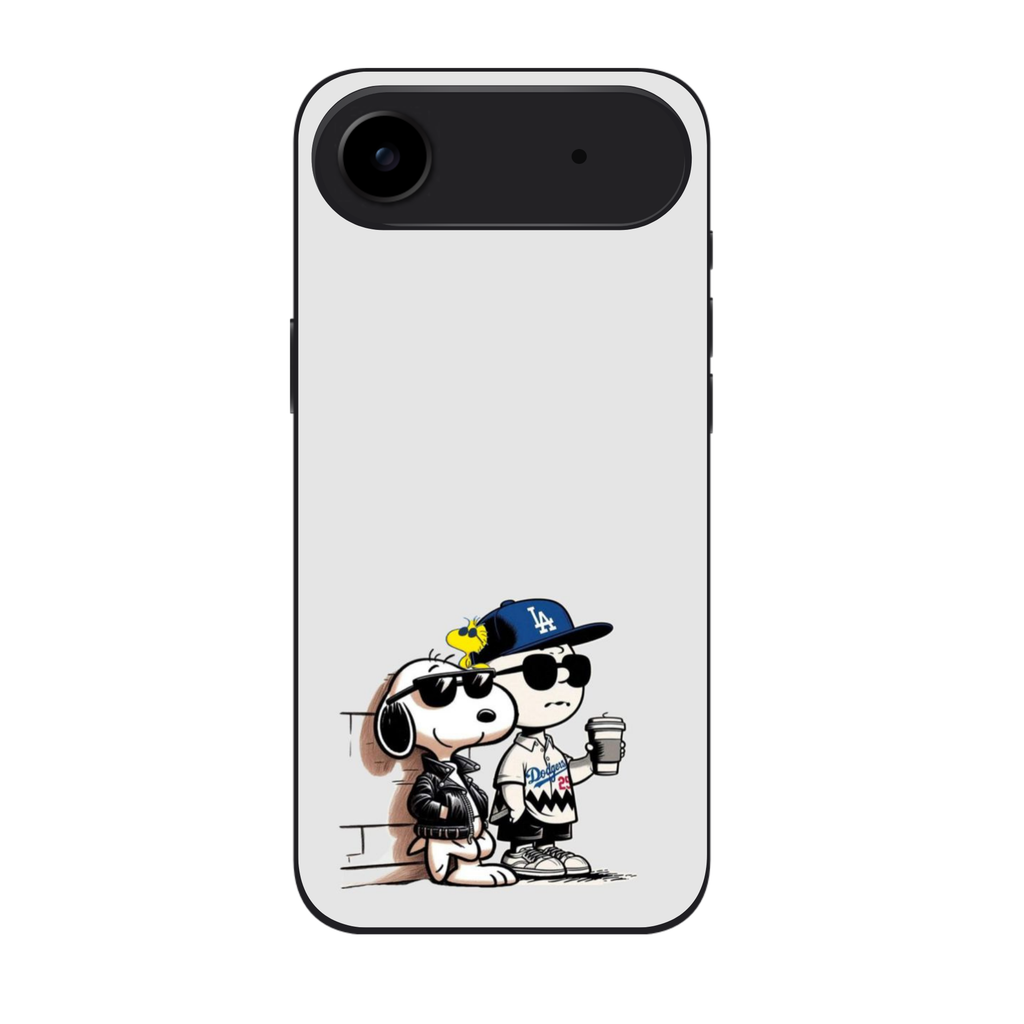 Peanuts Snoopy Phone Case For iPhone Samsung Galaxy Pixel - Peanuts Snoopy And Charlie Brown Dodgers On White Background