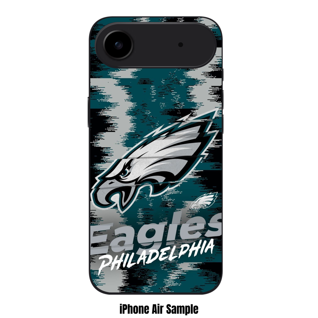NFL Philadelphia Eagles Phone Case For iPhone Samsung Galaxy Pixel - Philadelphia Eagles Logo And Wordmark On Pixelated Textured Background