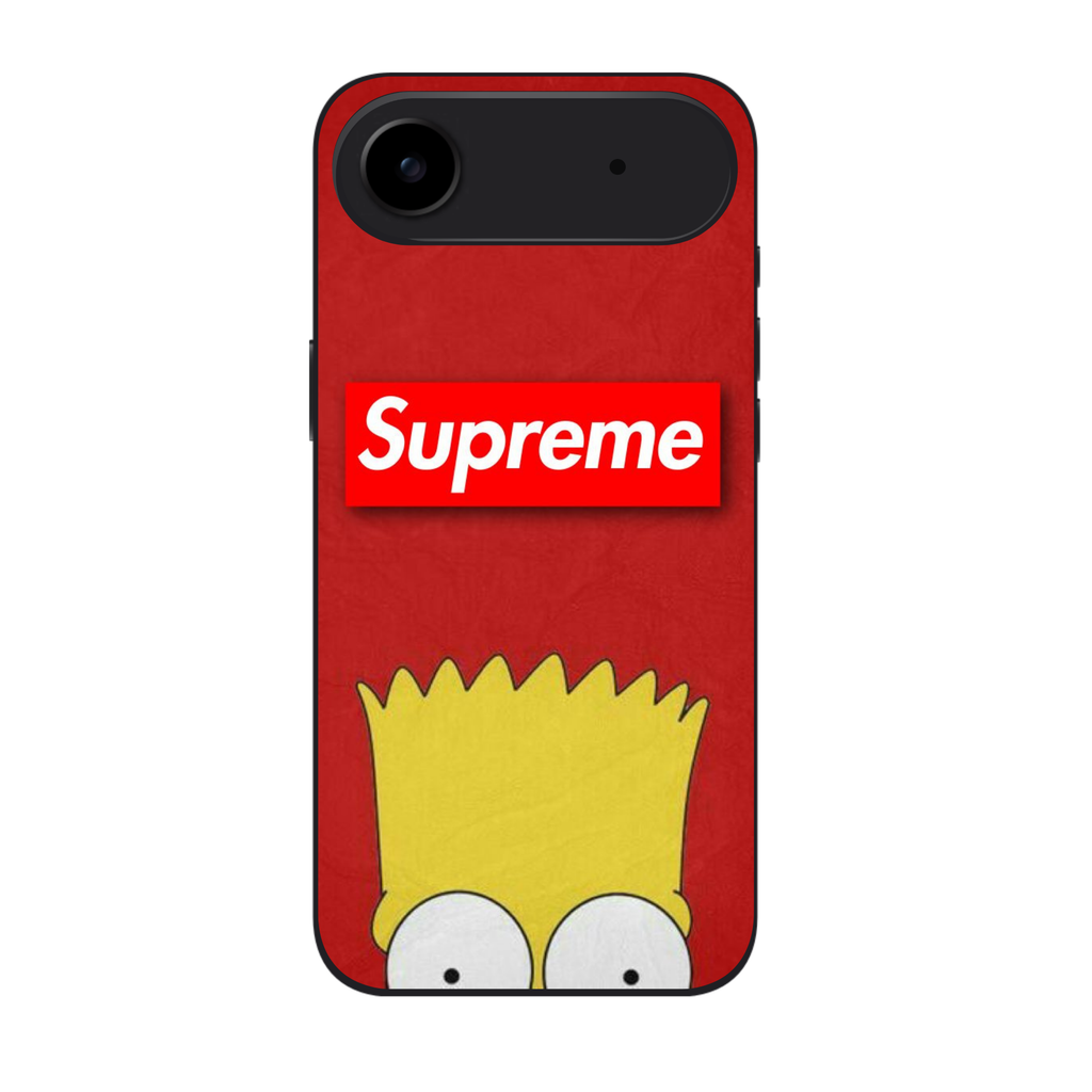 Supreme Bart Simpson Phone Case For iPhone Samsung Galaxy Pixel - Supreme Logo Bart Simpson On Red Background