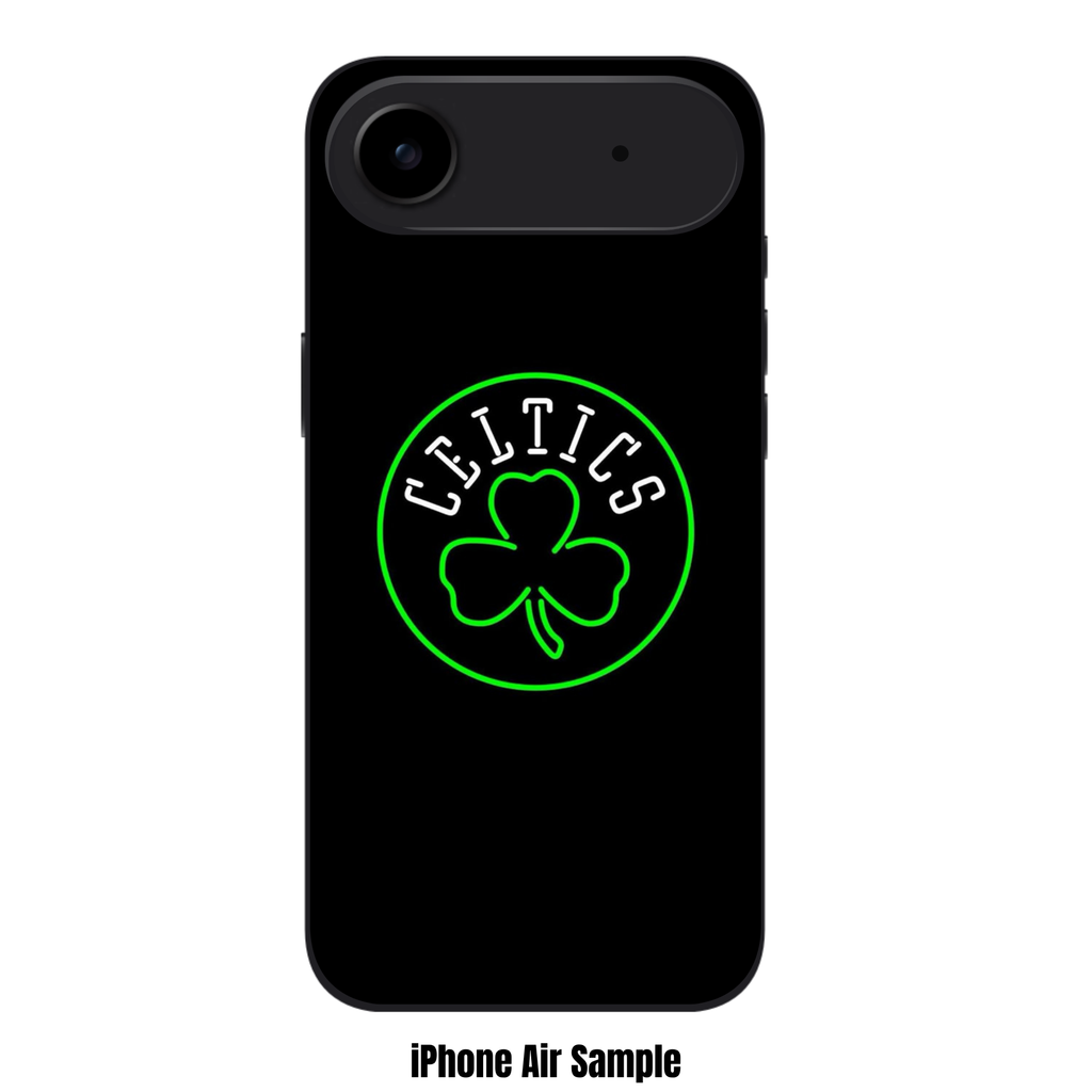 NBA Boston Celtics Phone Case For iPhone Samsung Galaxy Pixel - Boston Celtics Neon Shamrock On Black Background