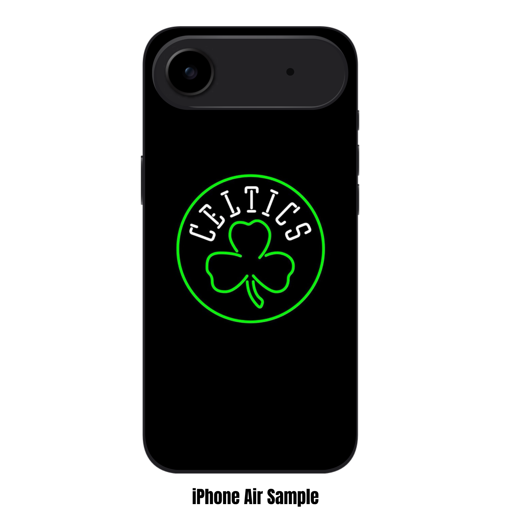 NBA Boston Celtics Phone Case For iPhone Samsung Galaxy Pixel - Boston Celtics Neon Shamrock On Black Background
