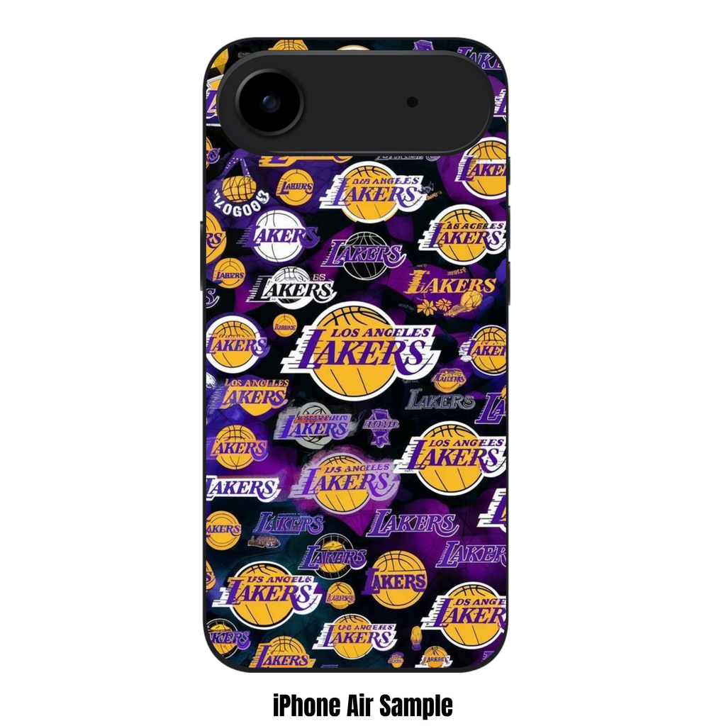 NBA Los Angeles Lakers Phone Case For iPhone Samsung Galaxy Pixel - Los Angeles Lakers Logo Pattern On Black Background