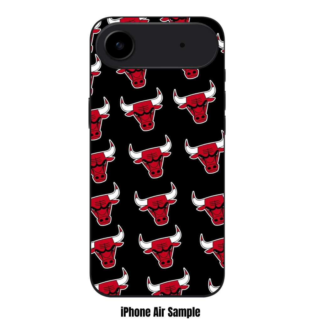 NBA Chicago Bulls Phone Case For iPhone Samsung Galaxy Pixel - Chicago Bulls Logo Pattern On Black Background