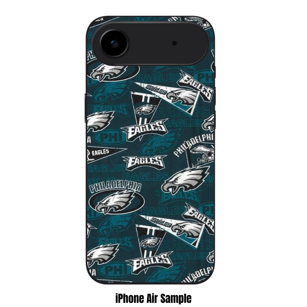 NFL Philadelphia Eagles Phone Case For iPhone Samsung Galaxy Pixel - Philadelphia Eagles Distressed Logo And Pennant Pattern On Midnight Green Background