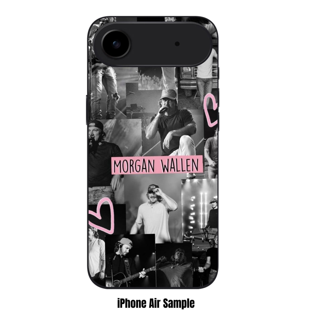 Morgan Wallen Phone Case For iPhone Samsung Galaxy Pixel - Morgan Wallen Concert Collage With Pink Accents In Black Background