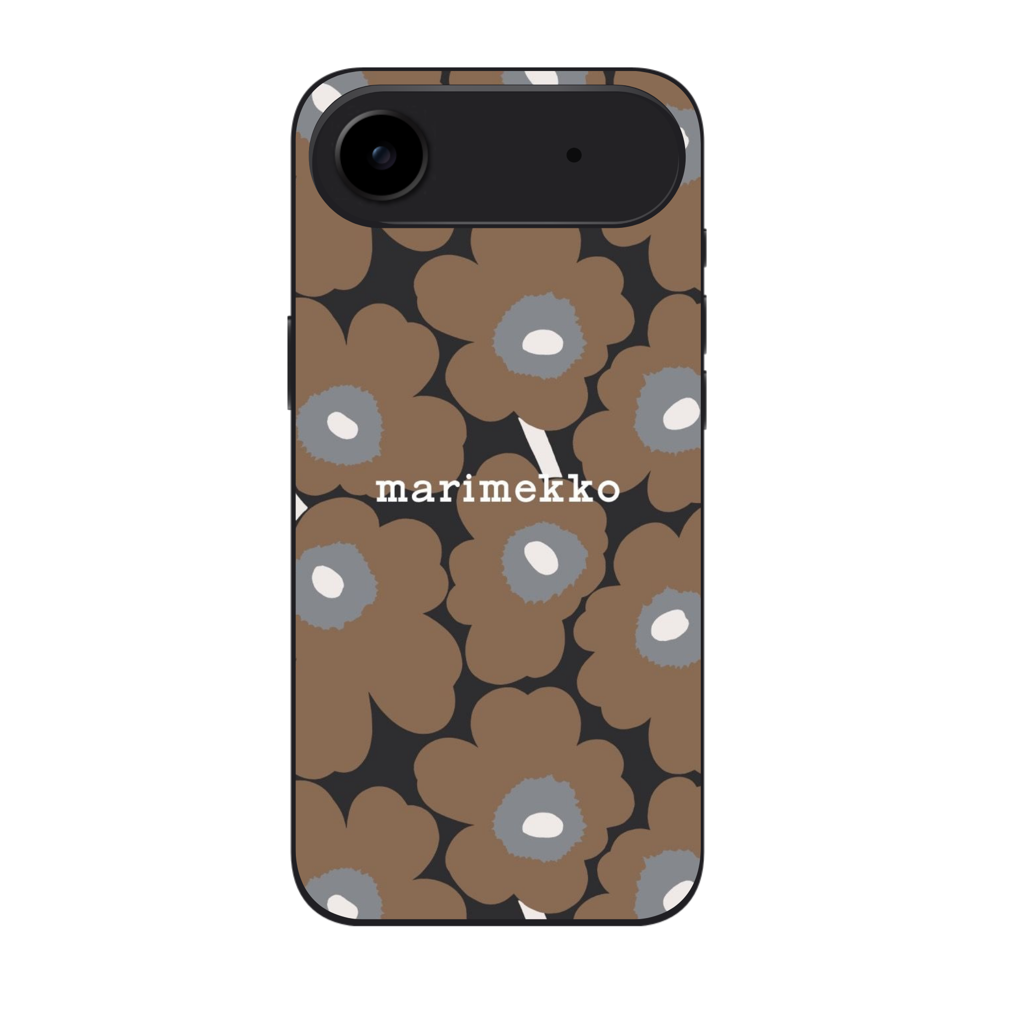 Marimekko Phone Case For iPhone Samsung Galaxy Pixel - Marimekko Unikko Brown Black And Grey Pattern