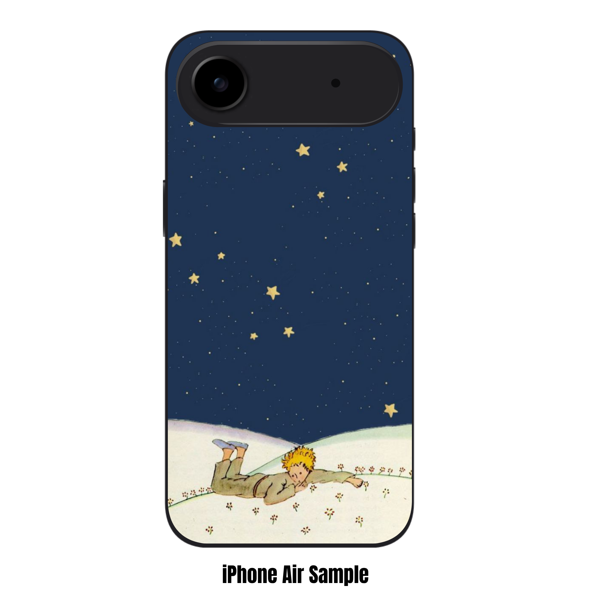 The Little Prince Phone Case For iPhone Samsung Galaxy Pixel - The Little Prince Resting On Grassy Meadow On Deep Indigo Starry Sky Background