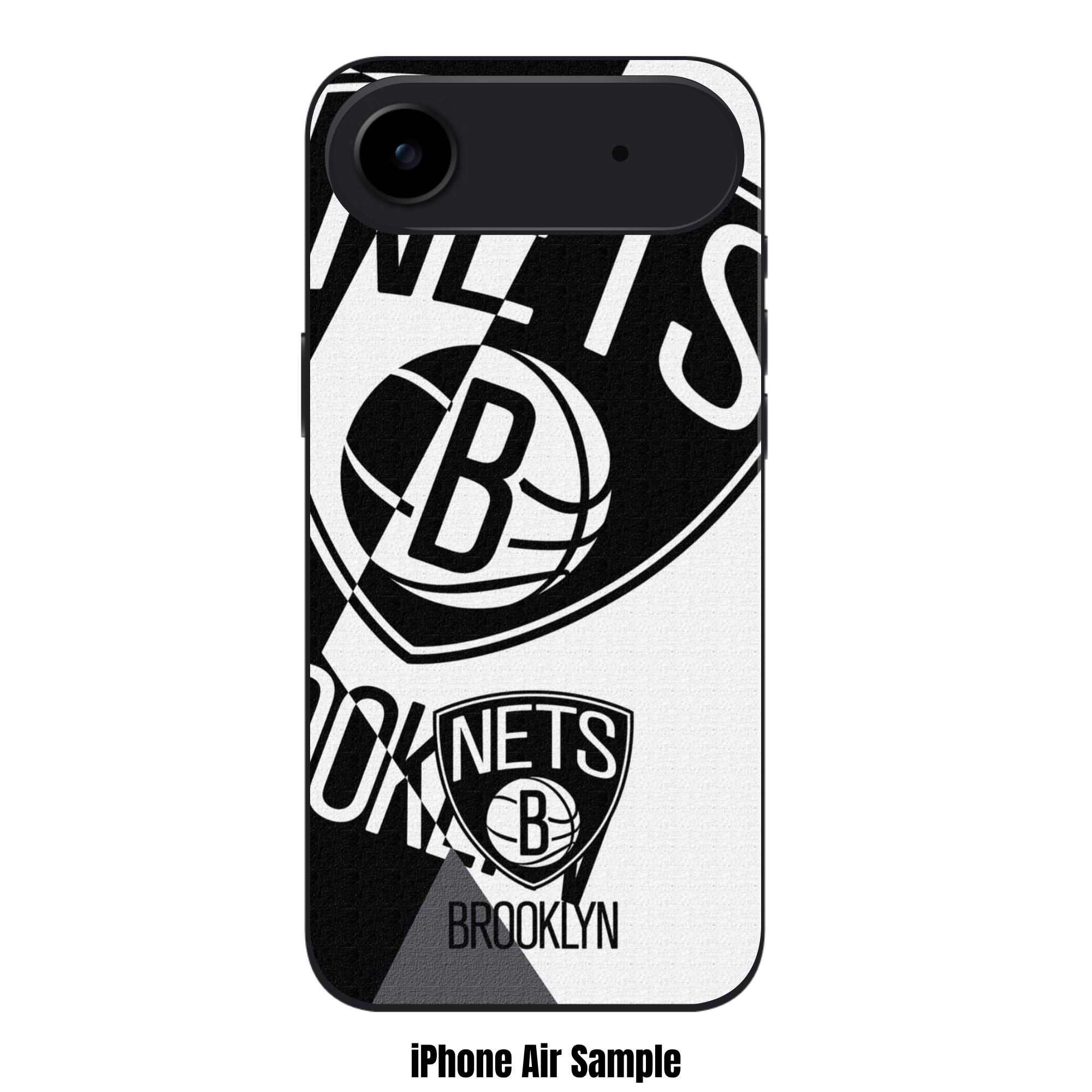 NBA Brooklyn Nets Phone Case For iPhone Samsung Galaxy Pixel - Brooklyn Nets Double Shields On Black And White Textured Background