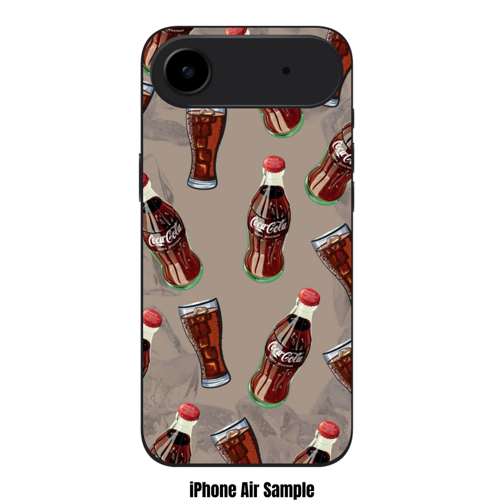 Coca Cola Phone Case For iPhone Samsung Galaxy Pixel - Vintage Coca Cola Bottles And Glasses Pattern On Khaki Background