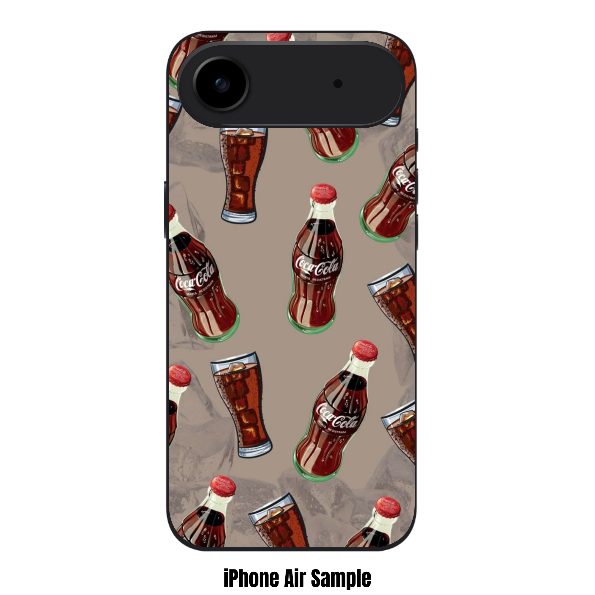 Coca Cola Phone Case For iPhone Samsung Galaxy Pixel - Vintage Coca Cola Bottles And Glasses Pattern On Khaki Background