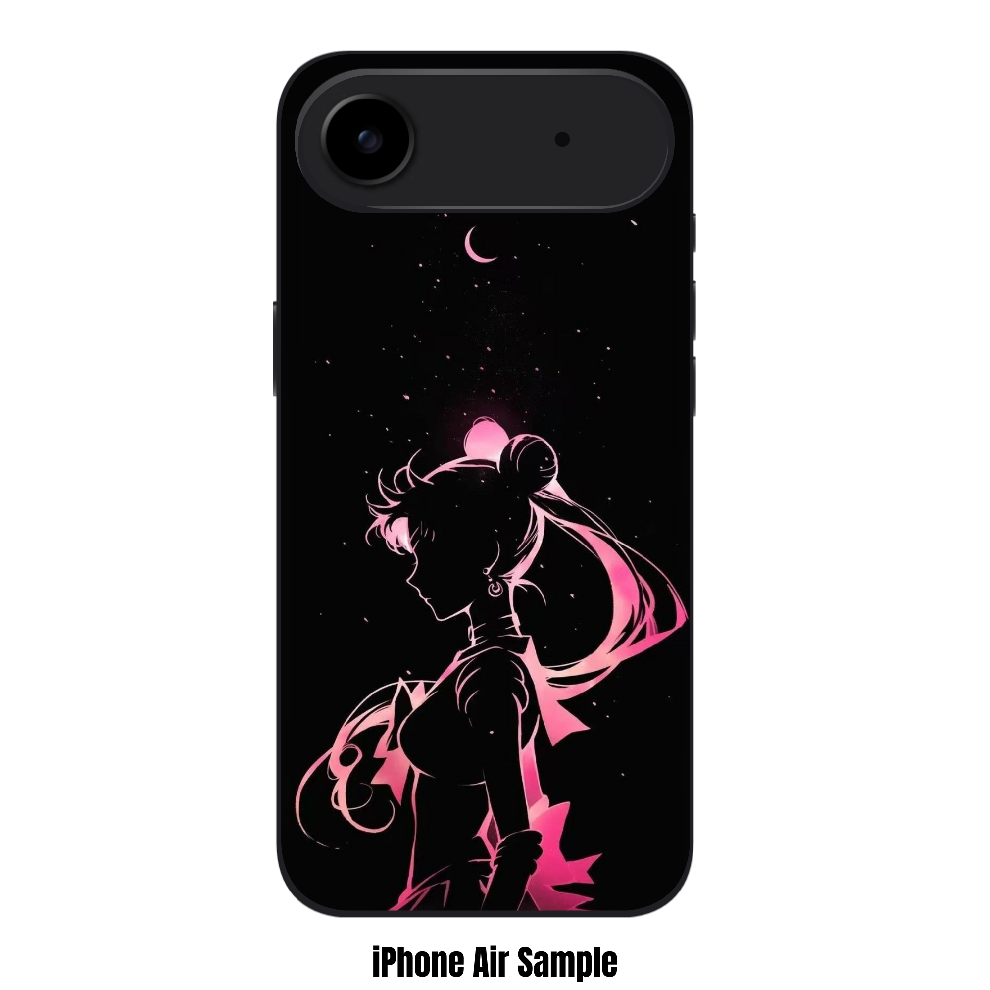 Sailor Moon Phone Case For iPhone Samsung Galaxy Pixel - Minimalist Sailor Moon Neon Line Art On Black Background