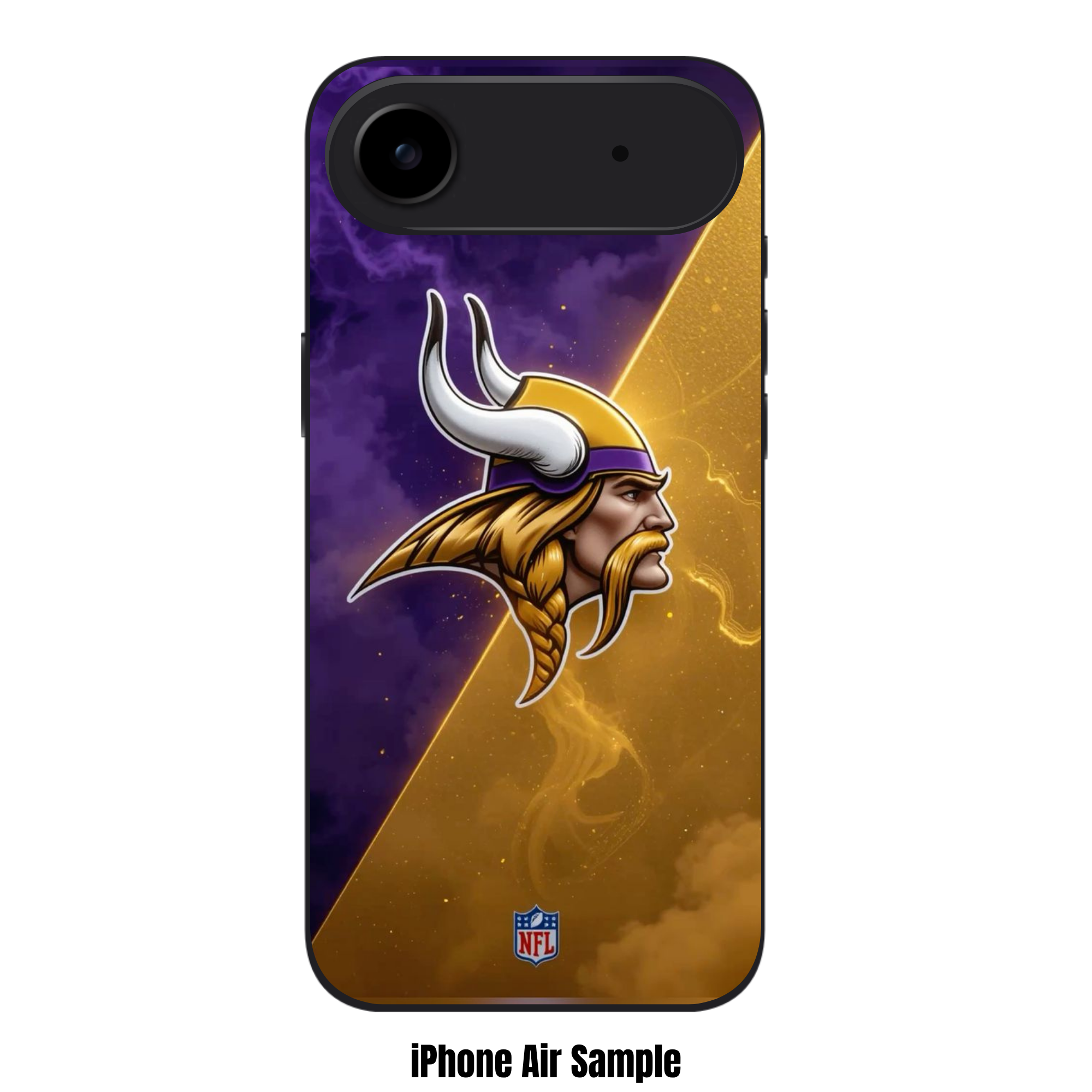 NFL Minnesota Vikings Phone Case For iPhone Samsung Galaxy Pixel - Minnesota Vikings Logo On Purple Smoke And Gold Lightning Background