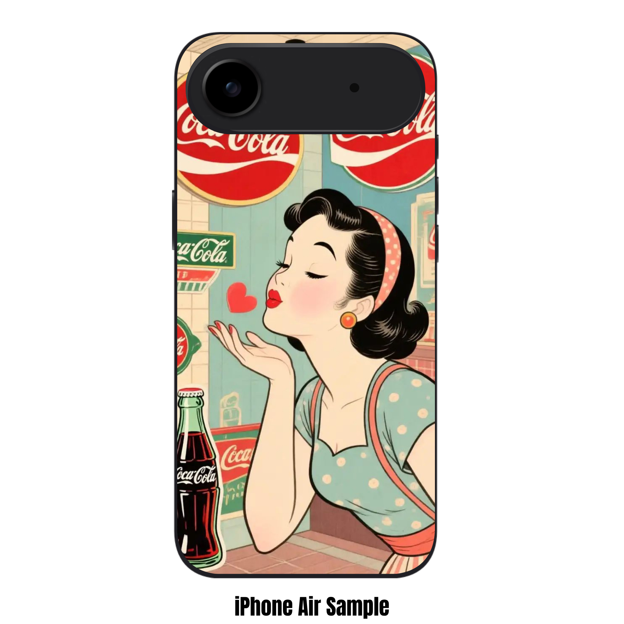 Coca Cola Phone Case For iPhone Samsung Galaxy Pixel - Vintage Style Coca Cola Pin Up Girl Blowing A Heart Kiss Art