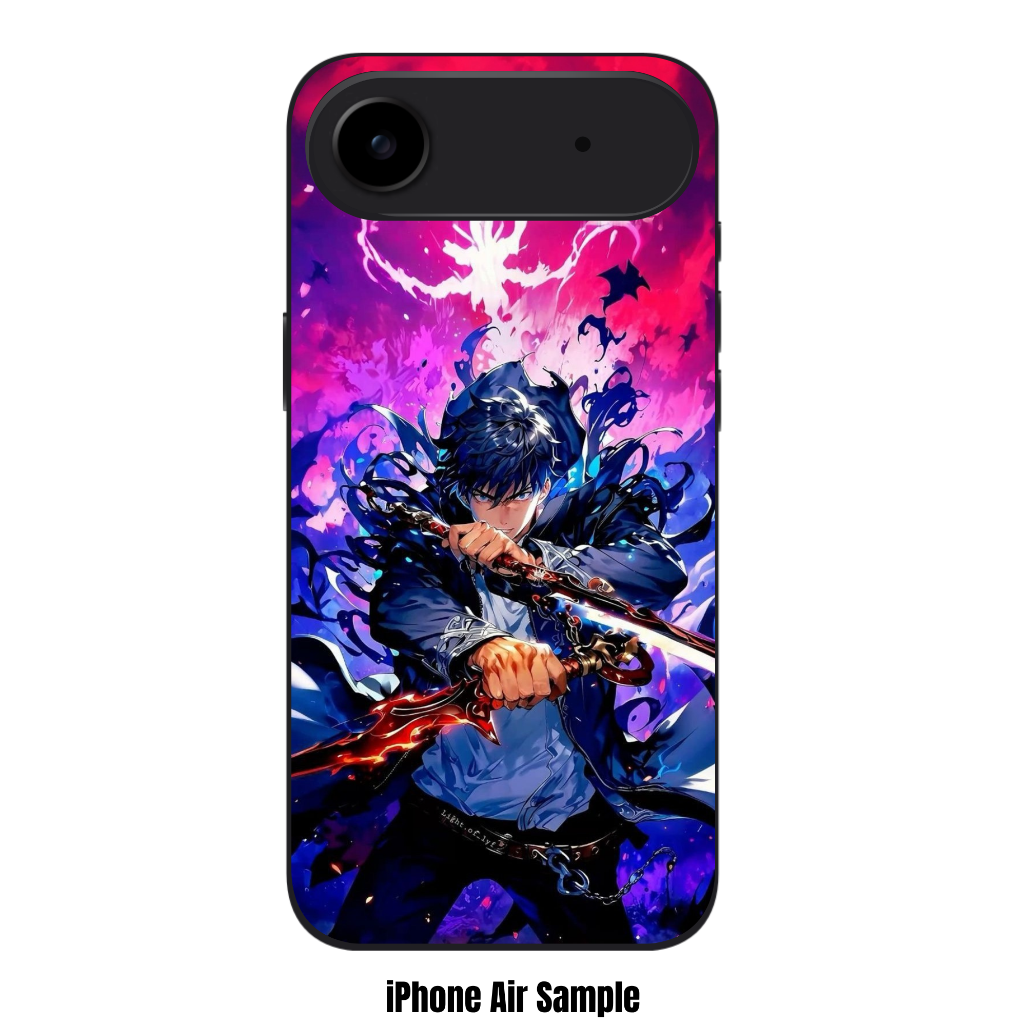Solo Leveling Sung Jin woo Phone Case For iPhone Samsung Galaxy Pixel - Sung Jin woo Holding Red and Blue Daggers On Pink and Purple Background