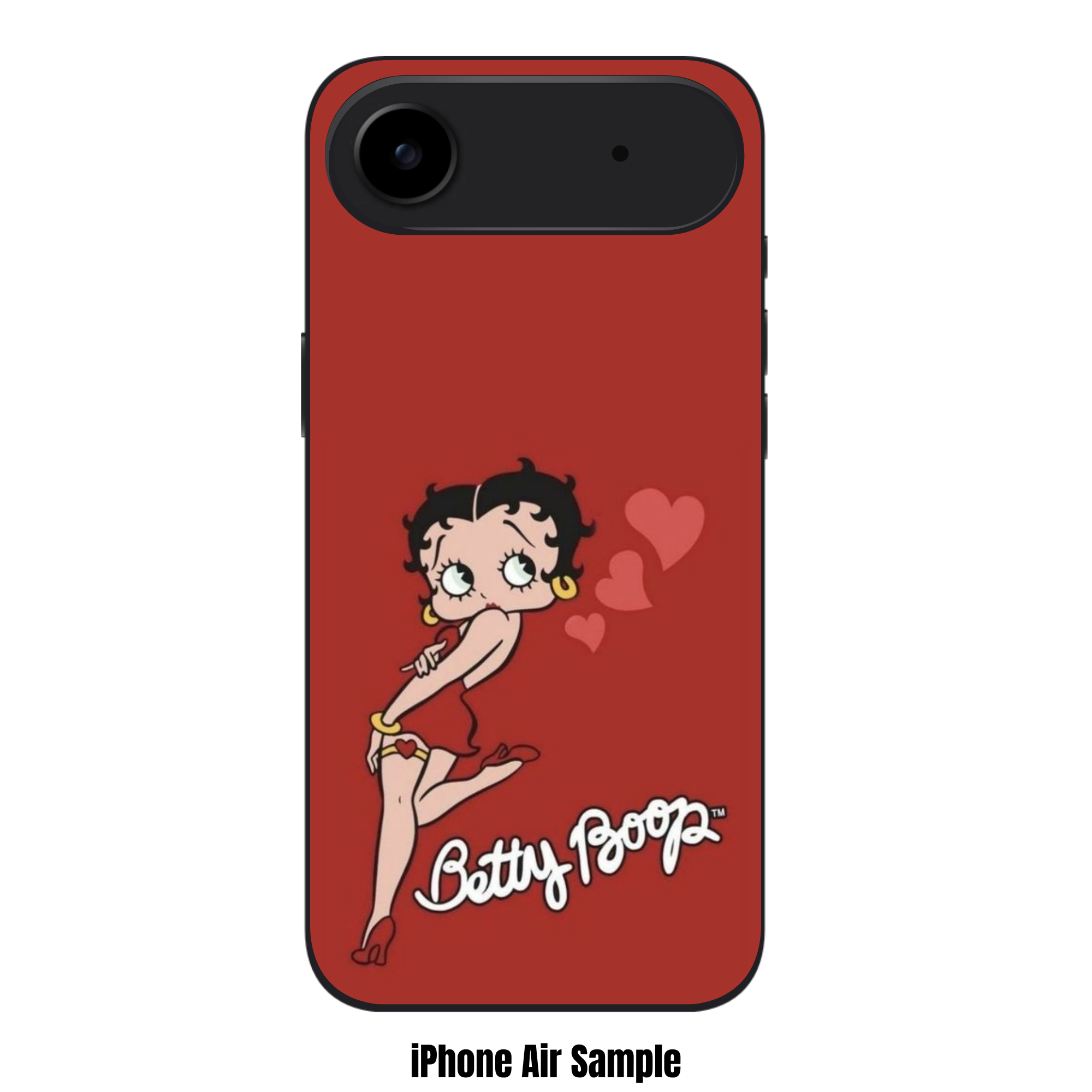 Betty Boop Phone Case For iPhone Samsung Galaxy Pixel - Betty Boop Posing With Three Hearts On Red Background