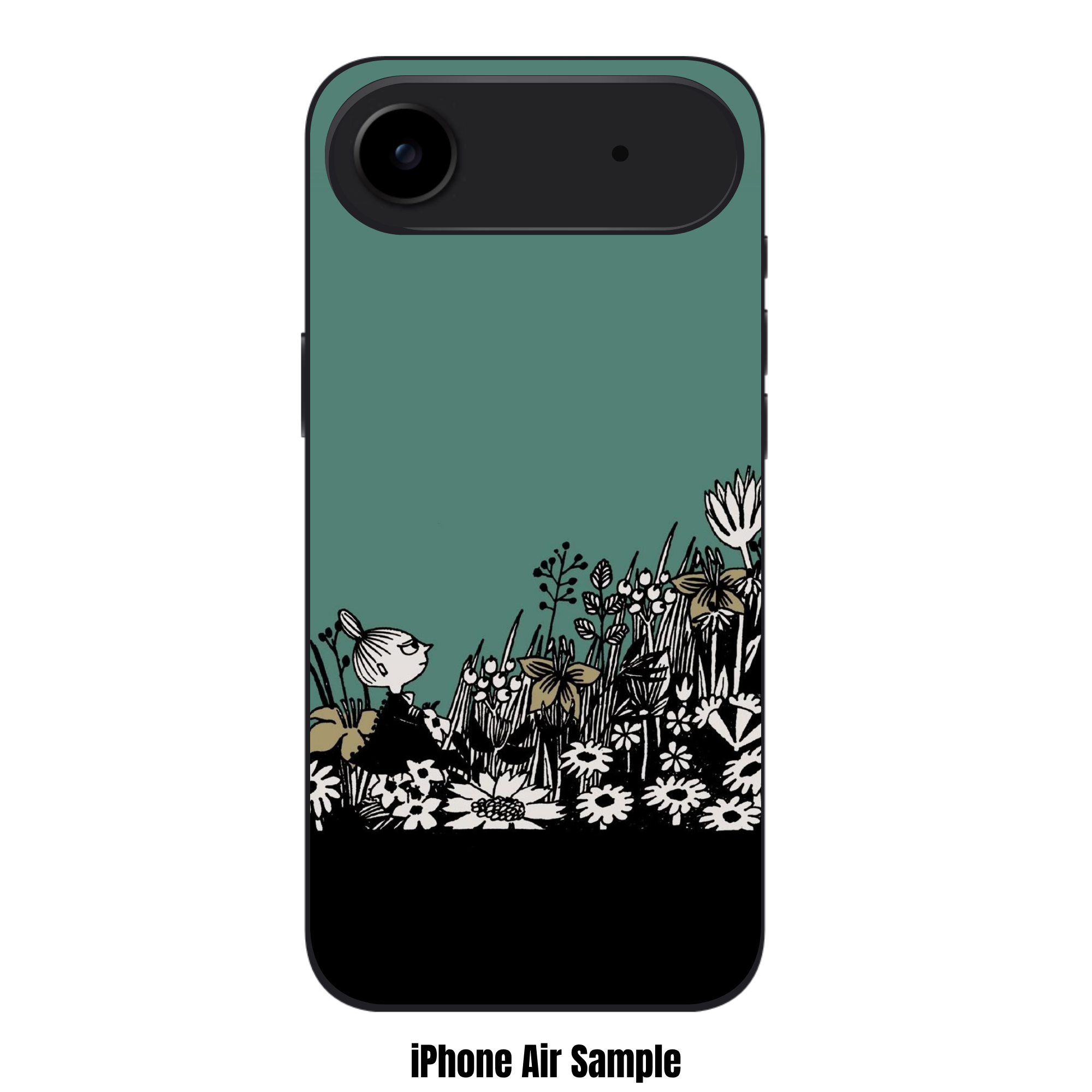 Moomins Little My Phone Case For iPhone Samsung Galaxy Pixel - Little My In Flower Field In Muted Green Background