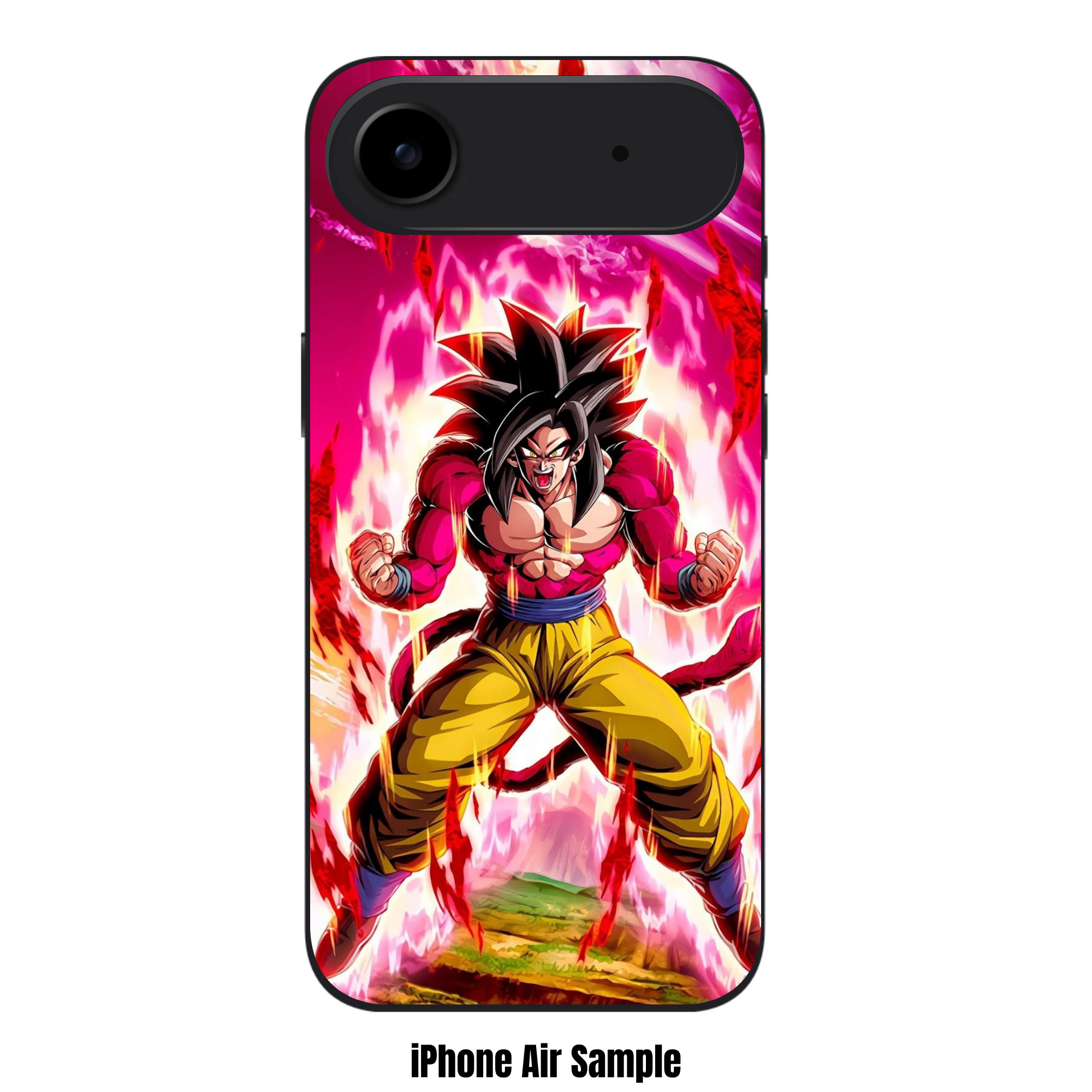 Dragon Ball Goku Phone Case For iPhone Samsung Galaxy Pixel - Super Saiyan 4 Son Goku Action Art With Pink Flaming Energy Aura Poster