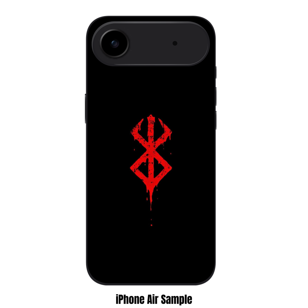Berserk Phone Case For iPhone Samsung Galaxy Pixel - Brand Of Sacrifice With Red Distressed Texture On Black Background