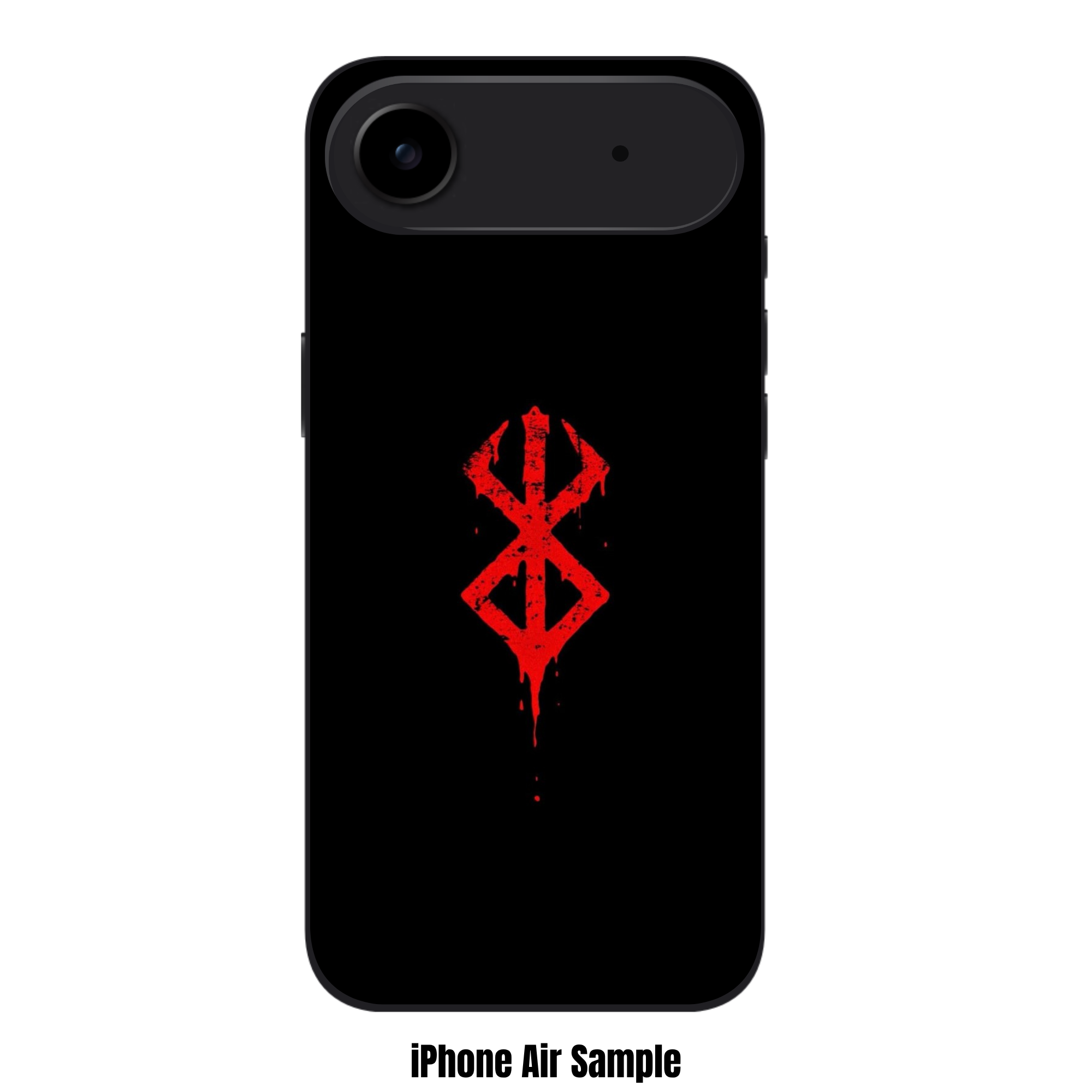 Berserk Phone Case For iPhone Samsung Galaxy Pixel - Brand Of Sacrifice With Red Distressed Texture On Black Background