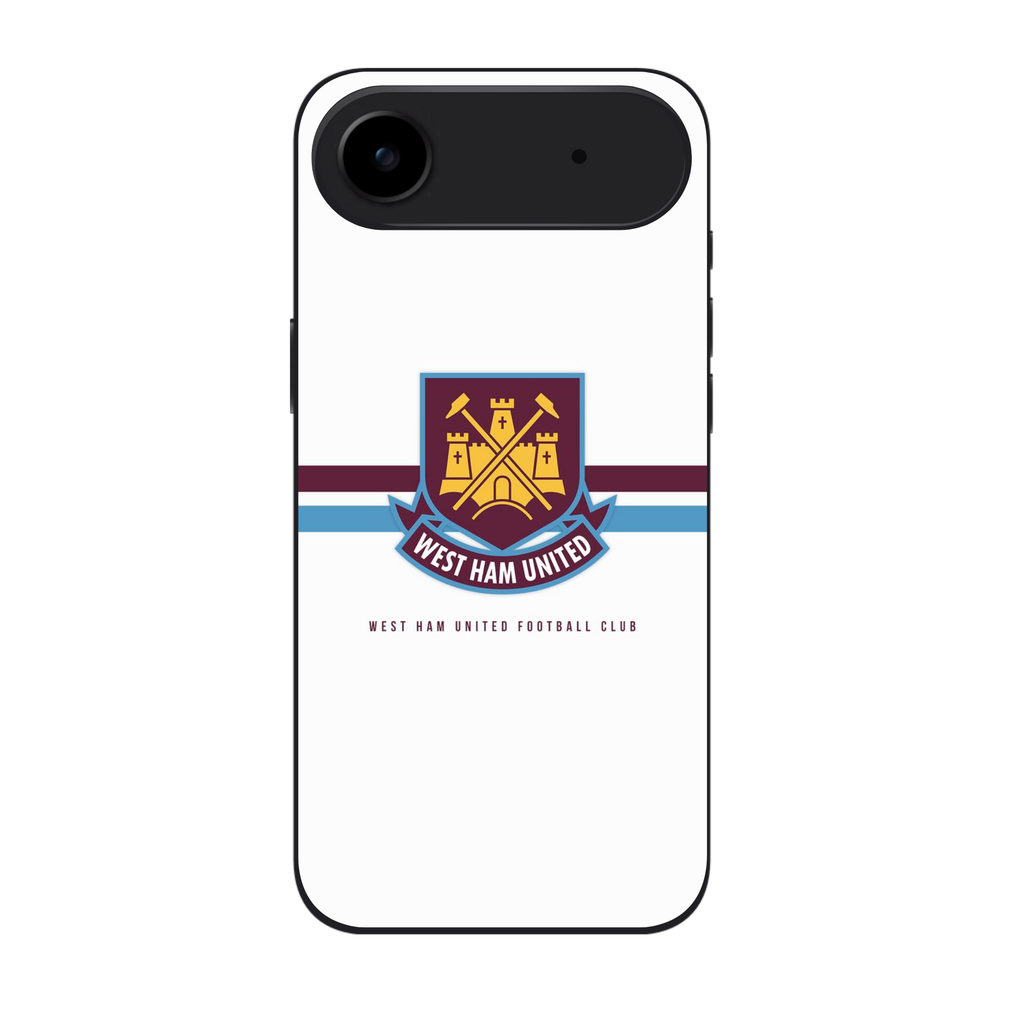 West Ham United FC Phone Case For iPhone Samsung Galaxy Pixel - West Ham United FC Crest On White Background With Claret And Blue Horizontal Stripes