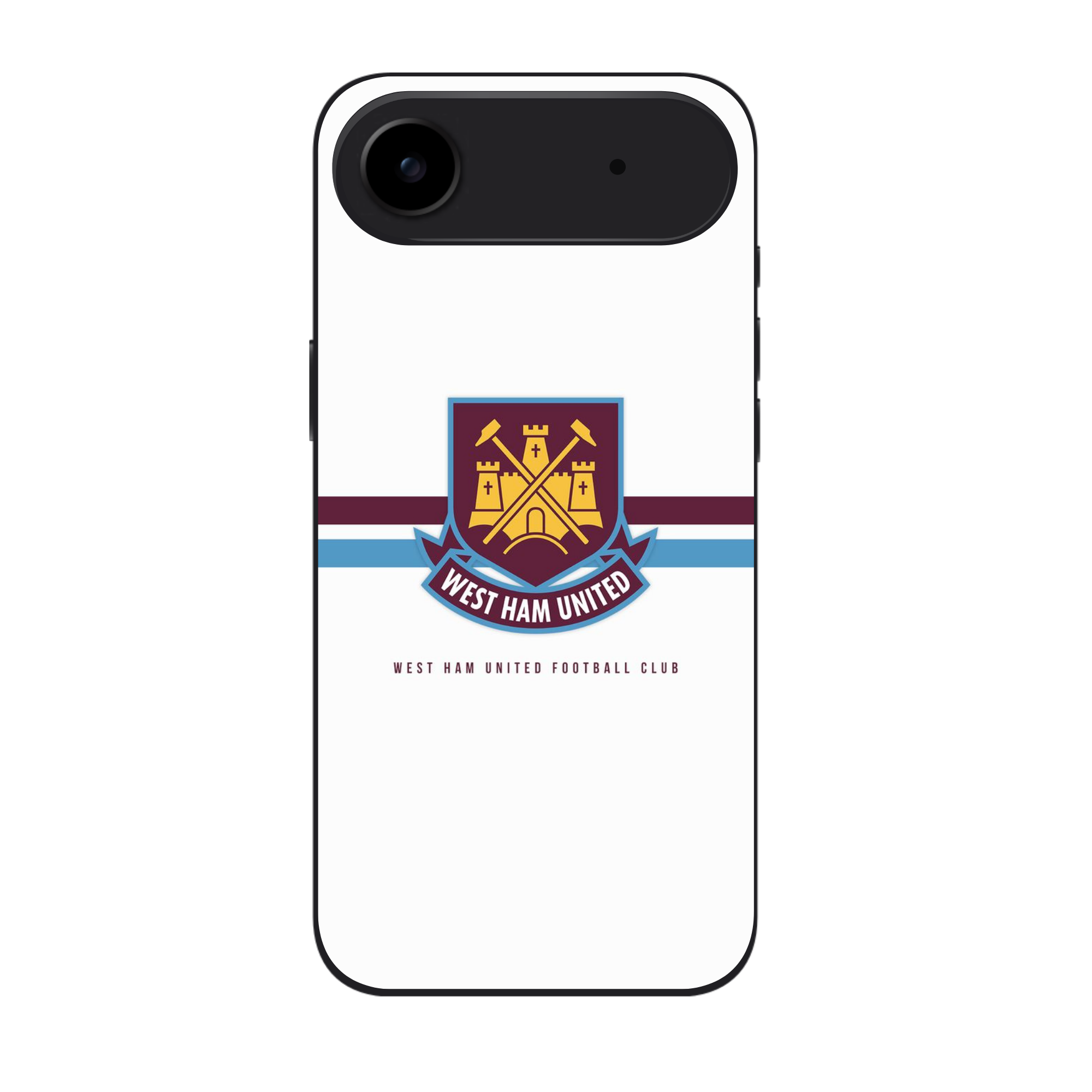 West Ham United FC Phone Case For iPhone Samsung Galaxy Pixel - West Ham United FC Crest On White Background With Claret And Blue Horizontal Stripes