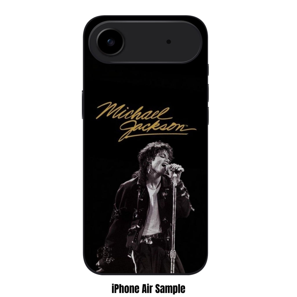 Michael Jackson Phone Case For iPhone Samsung Galaxy Pixel - Michael Jackson Gold Signature And Bad Era Concert Portrait In Black Background