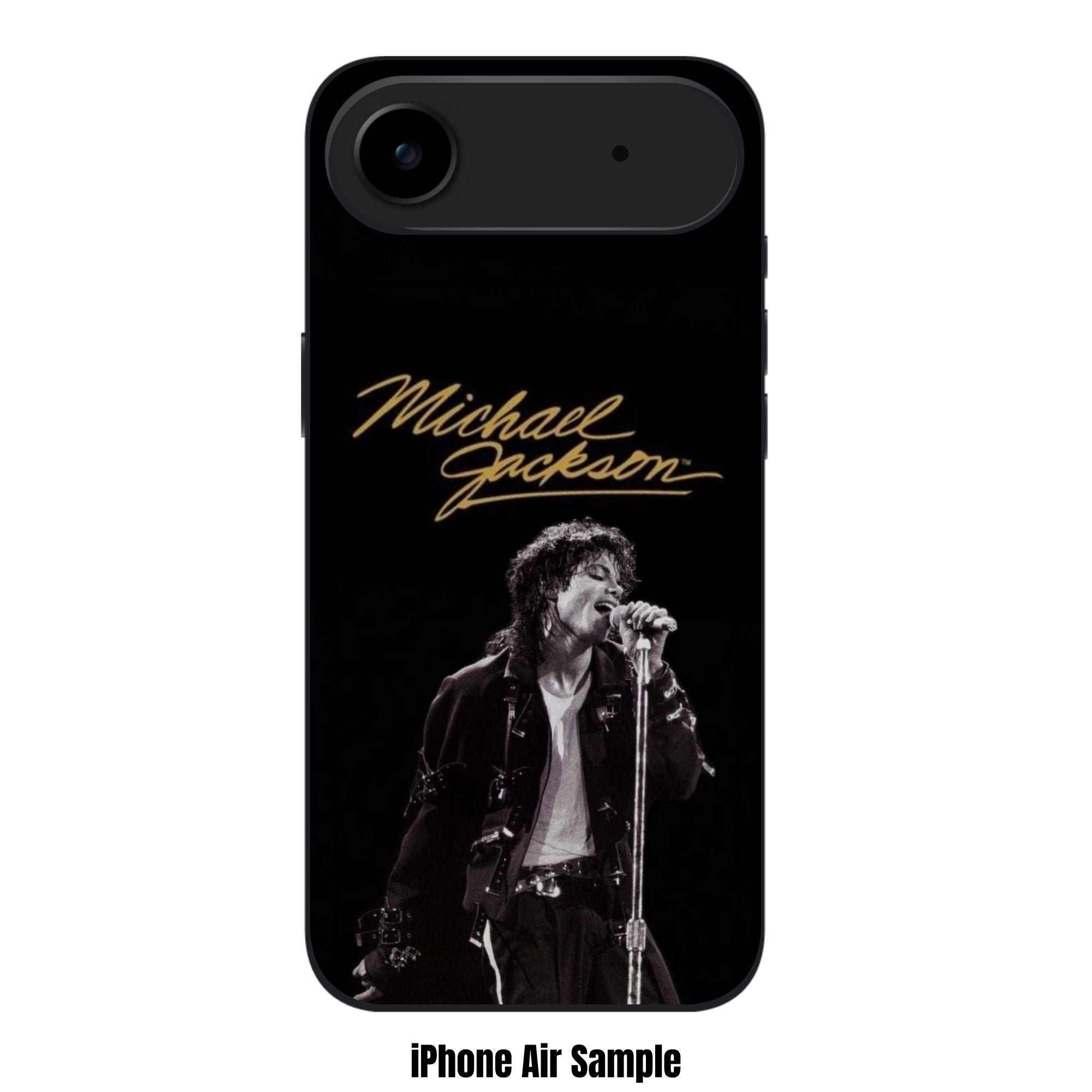 Michael Jackson Phone Case For iPhone Samsung Galaxy Pixel - Michael Jackson Gold Signature And Bad Era Concert Portrait In Black Background