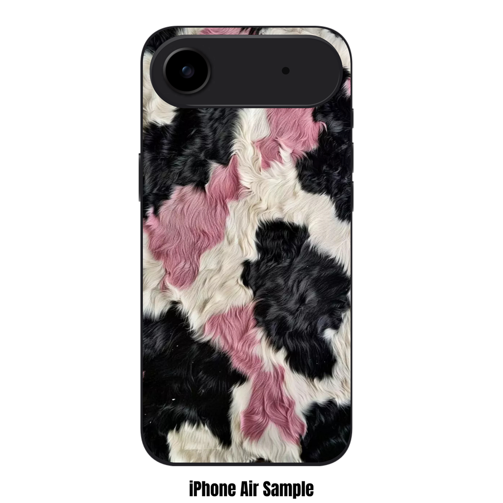 Animal Fur Pattern Phone Case For iPhone Samsung Galaxy Pixel - Pink Black And White Cow Print Pattern