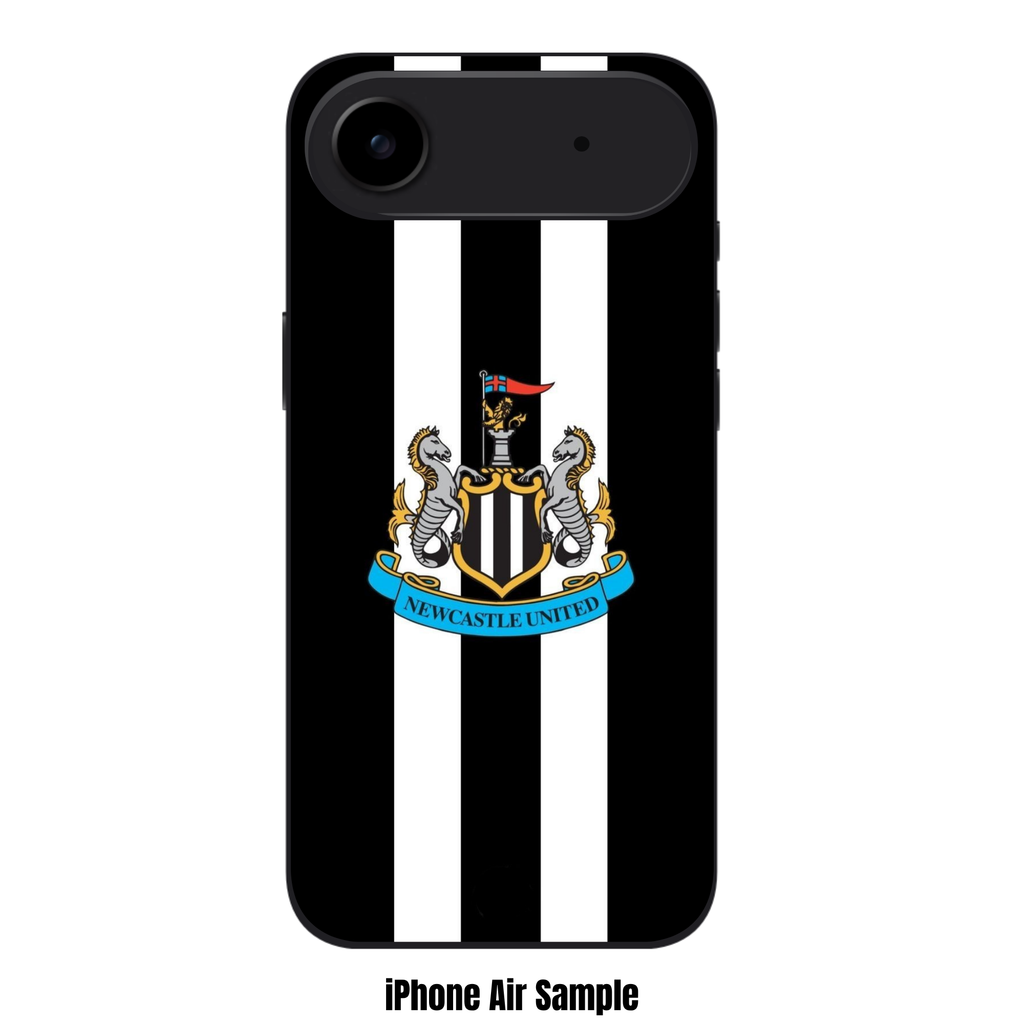 Newcastle United FC Phone Case For iPhone Samsung Galaxy Pixel - Newcastle United FC Crest On Black And White Vertical Stripes