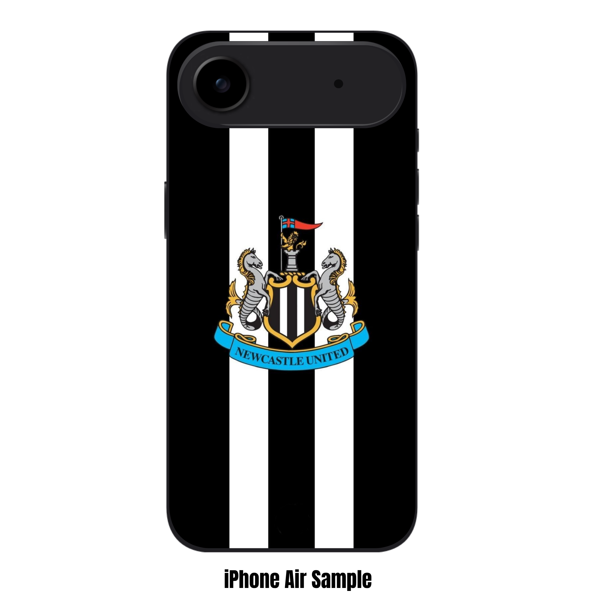 Newcastle United FC Phone Case For iPhone Samsung Galaxy Pixel - Newcastle United FC Crest On Black And White Vertical Stripes