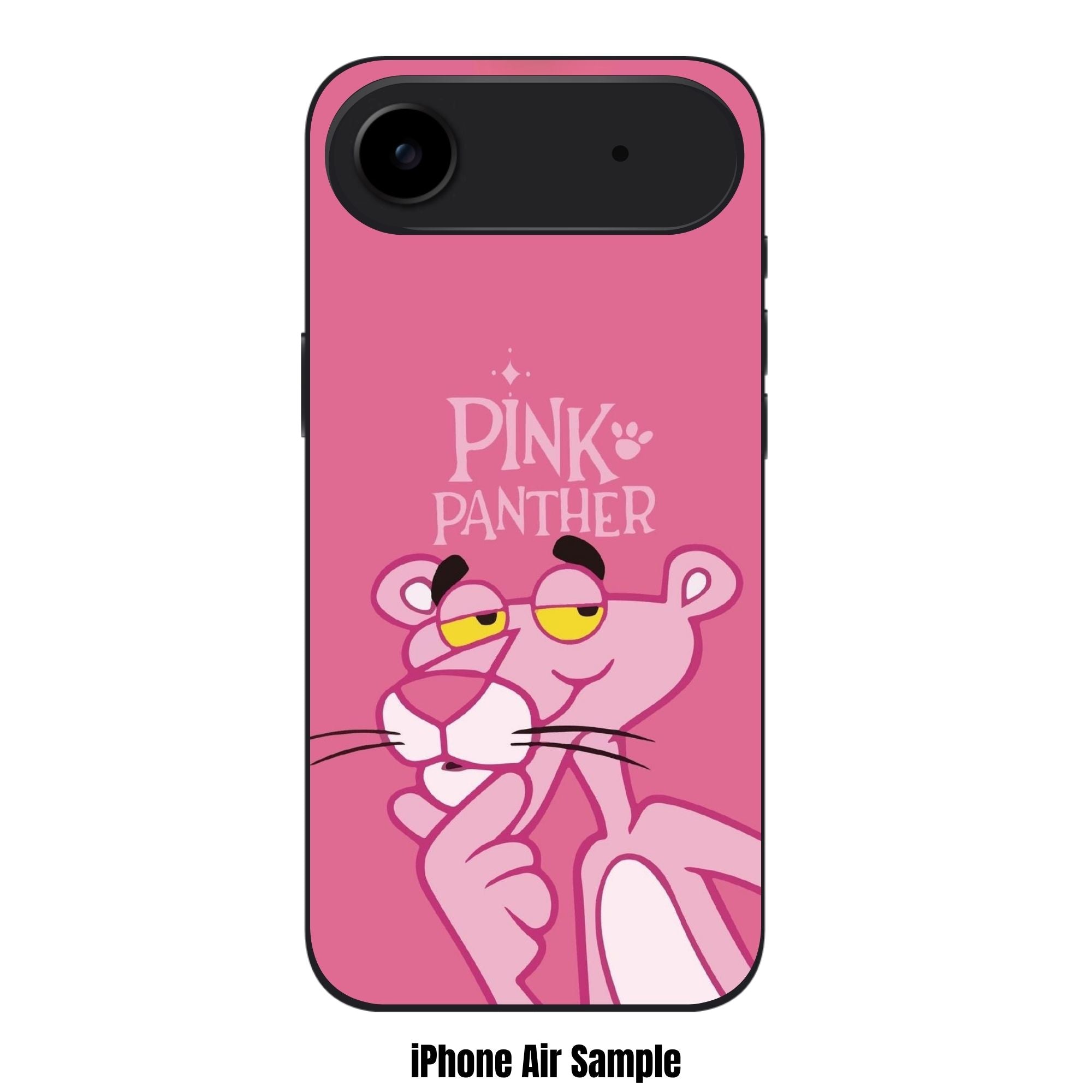Pink Panther Phone Case For iPhone Samsung Galaxy Pixel - Pink Panther Thinking Under Logo In Pink Background