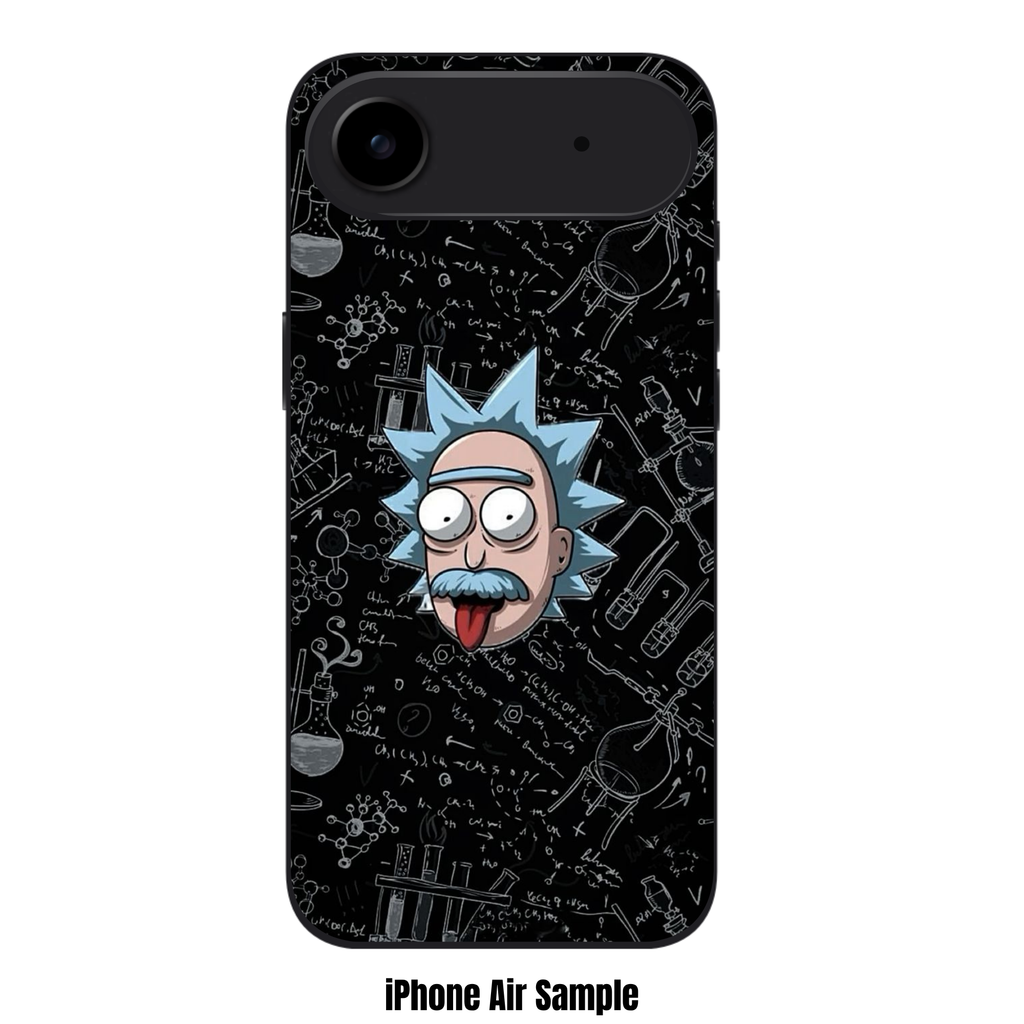Rick And Morty Phone Case For iPhone Samsung Galaxy Pixel - Rick Sanchez Posing On A Chemistry Doodle Background