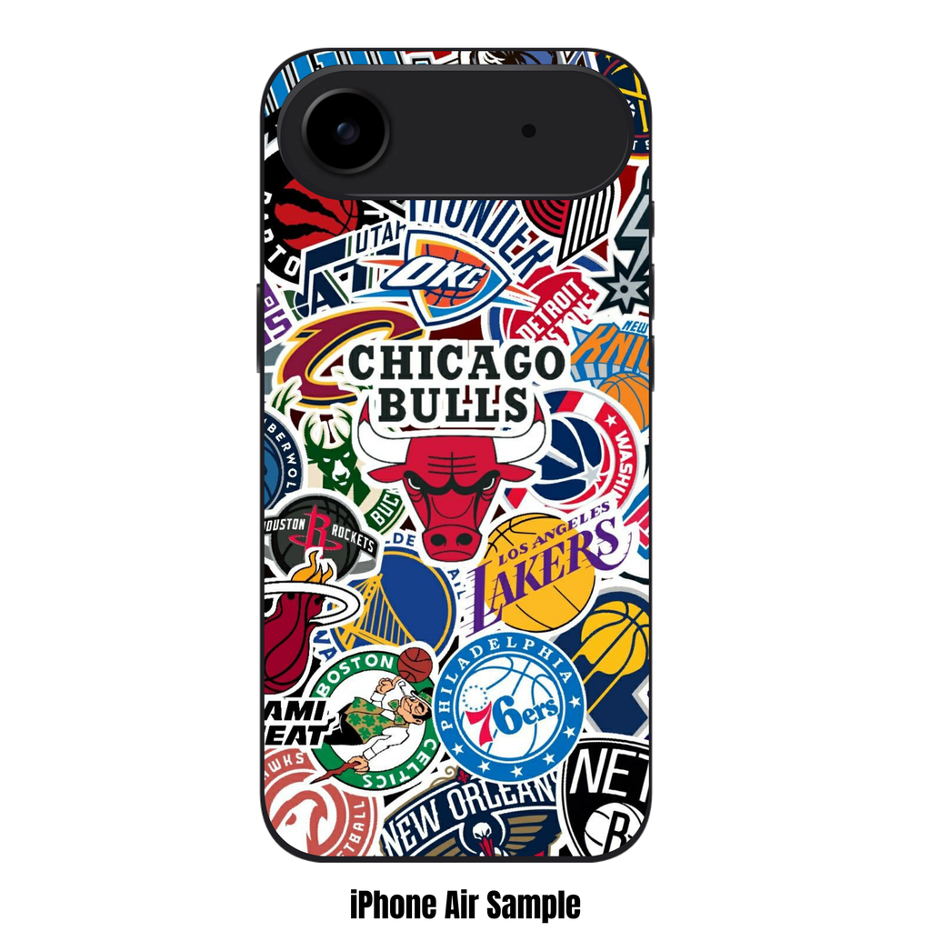 NBA Phone Case For iPhone Samsung Galaxy Pixel - NBA Chicago Bulls Logo And NBA Team Stickers Collage Art