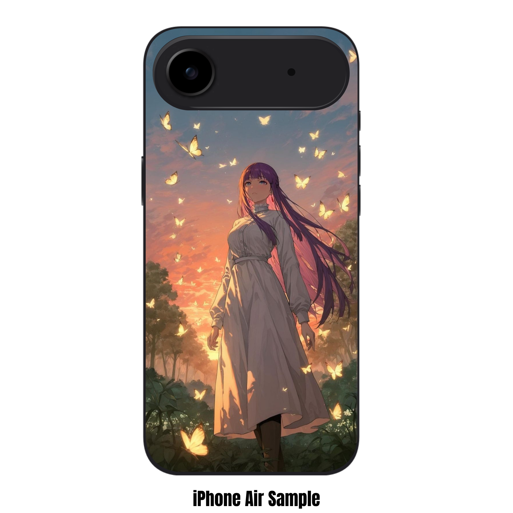 Frieren Beyond Journeys End Fern Phone Case For iPhone Samsung Galaxy Pixel - Fern Standing Amidst Glowing Butterflies At Sunset