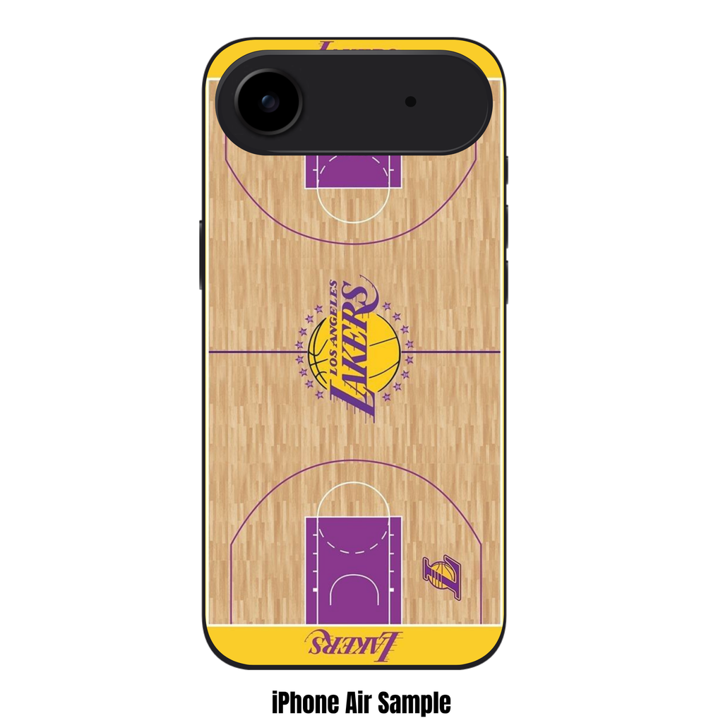 NBA Los Angeles Lakers Phone Case For iPhone Samsung Galaxy Pixel - Los Angeles Lakers Logo On Basketball Court Background