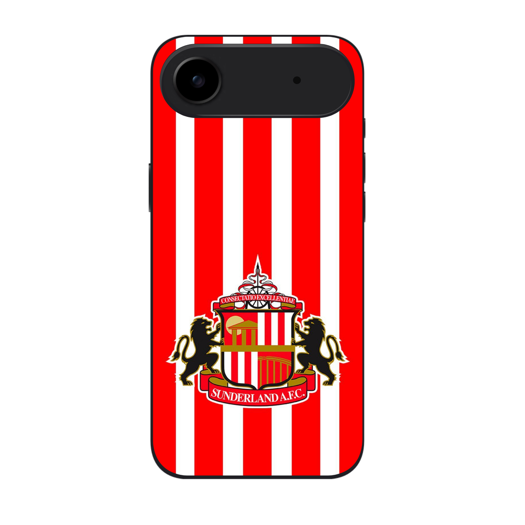 Sunderland AFC Phone Case For iPhone Samsung Galaxy Pixel - Sunderland AFC Crest On Red And White Vertical Striped Background