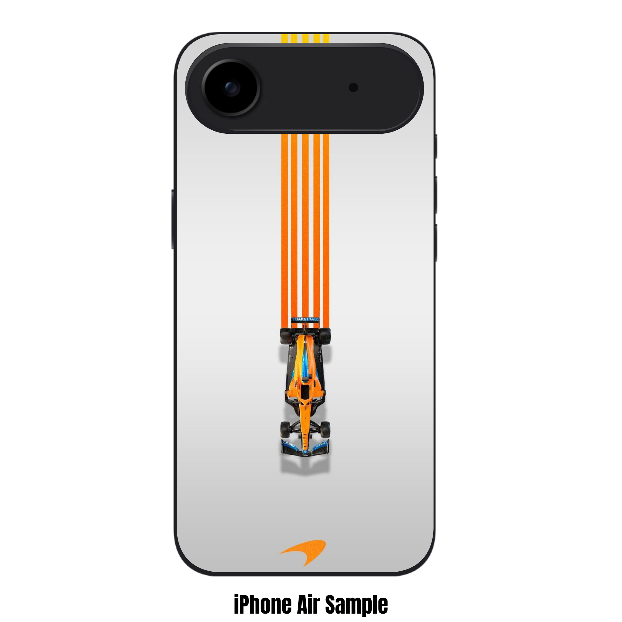 F1 Formula 1 McLaren Phone Case For iPhone Samsung Galaxy Pixel - MCL35M Top Down Illustration On White Triple Stripe Background