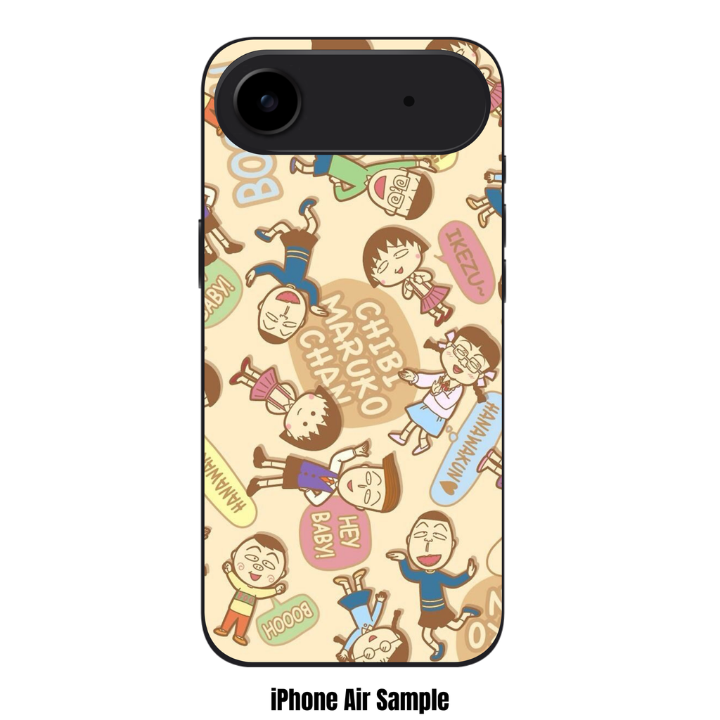 Chibi Maruko Chan Phone Case For iPhone Samsung Galaxy Pixel - Chibi Maruko Chan Classmates And Catchphrases Pattern On Cream Background